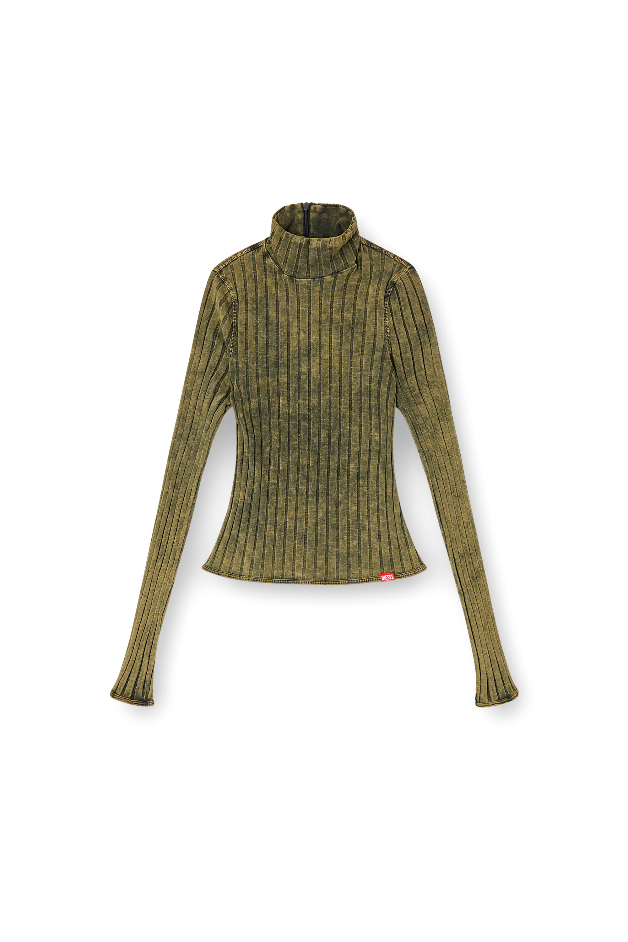 T-CLAWA, Grün Diesel - T-CLAWA, Damen Pullover aus behandeltem Jersey mit breitem Rippenstrick in Grün - 2