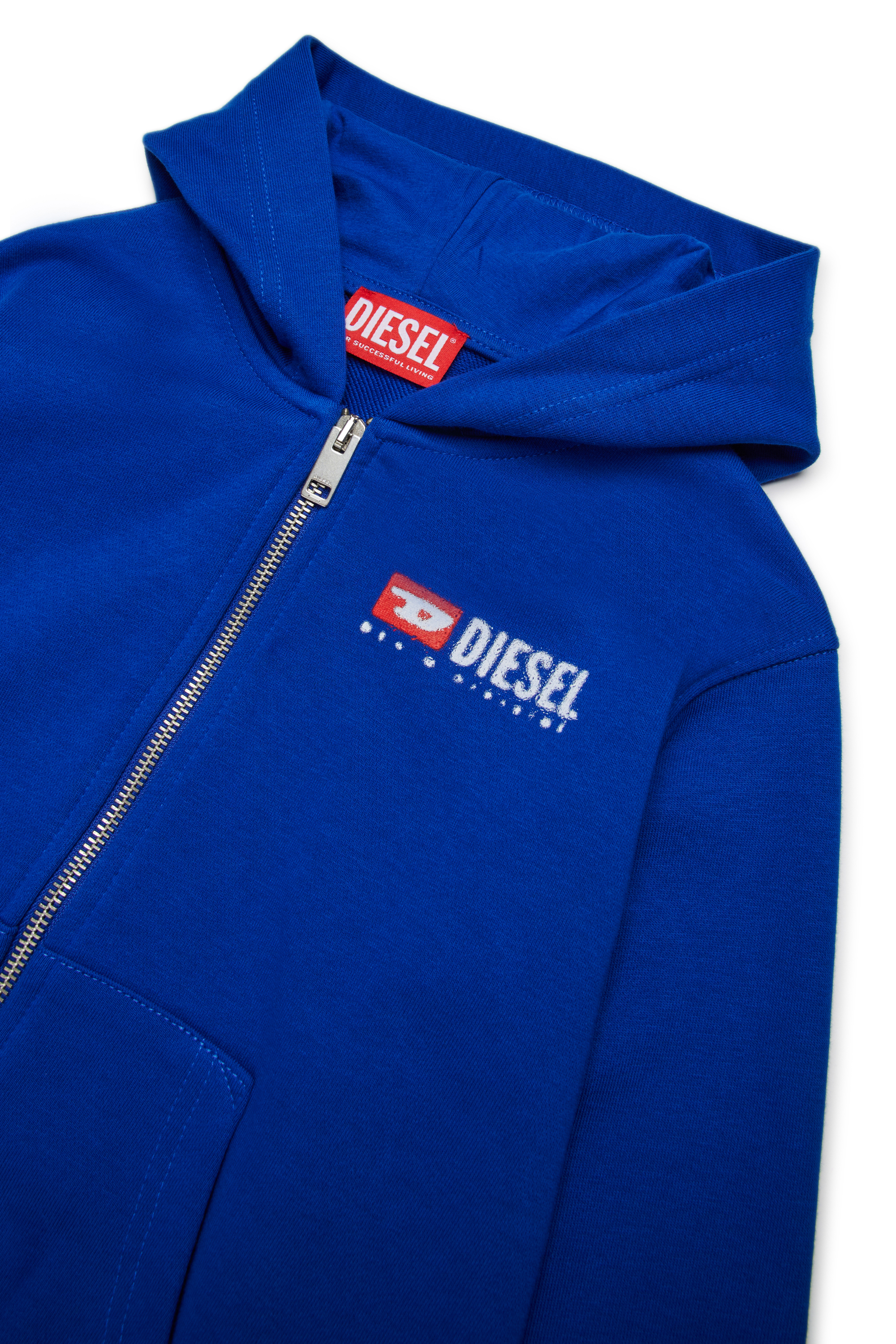 Diesel - SDROPSHOODZ OVER, Herren Baumwoll-Hoodie mit Reißverschluss in Blau - 3