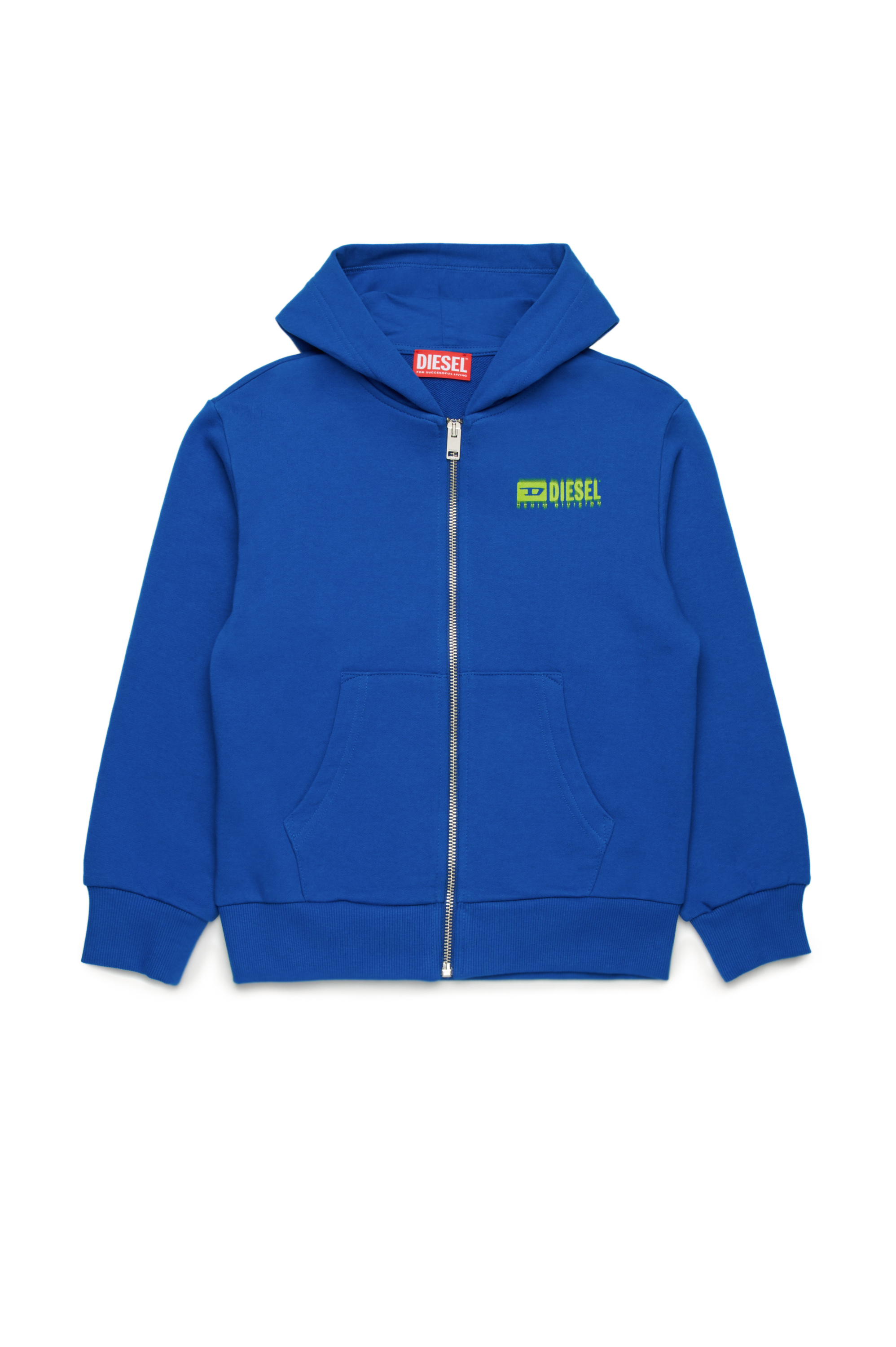 Diesel - SVOUGZIP OVER, Man's Zip-up hoodie with smudged logo in Blue - 1