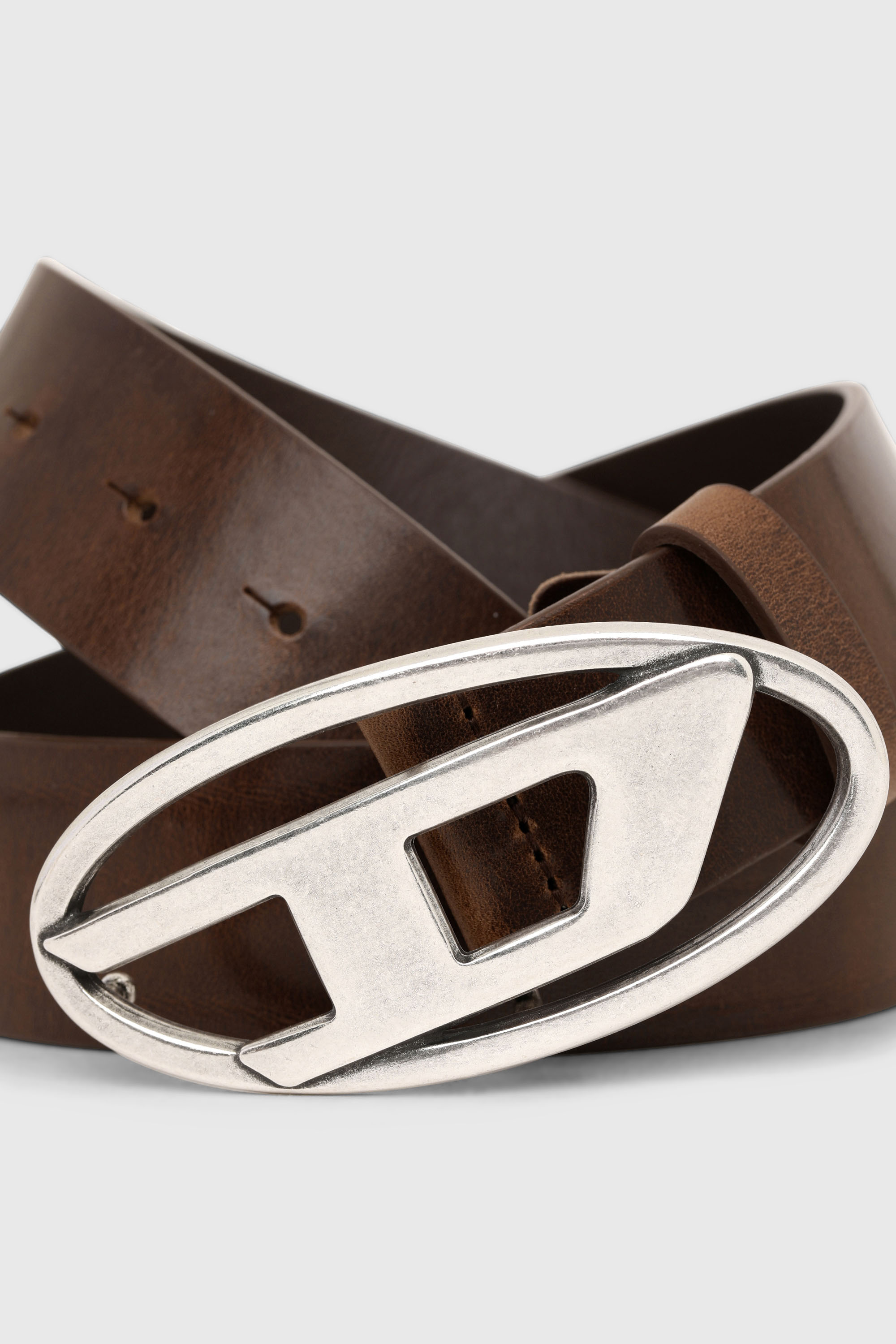 Diesel - B-1DR, Herren 3.9cm Lederg&uuml;rtel mit D-Schlie&szlig;e in Braun - 3