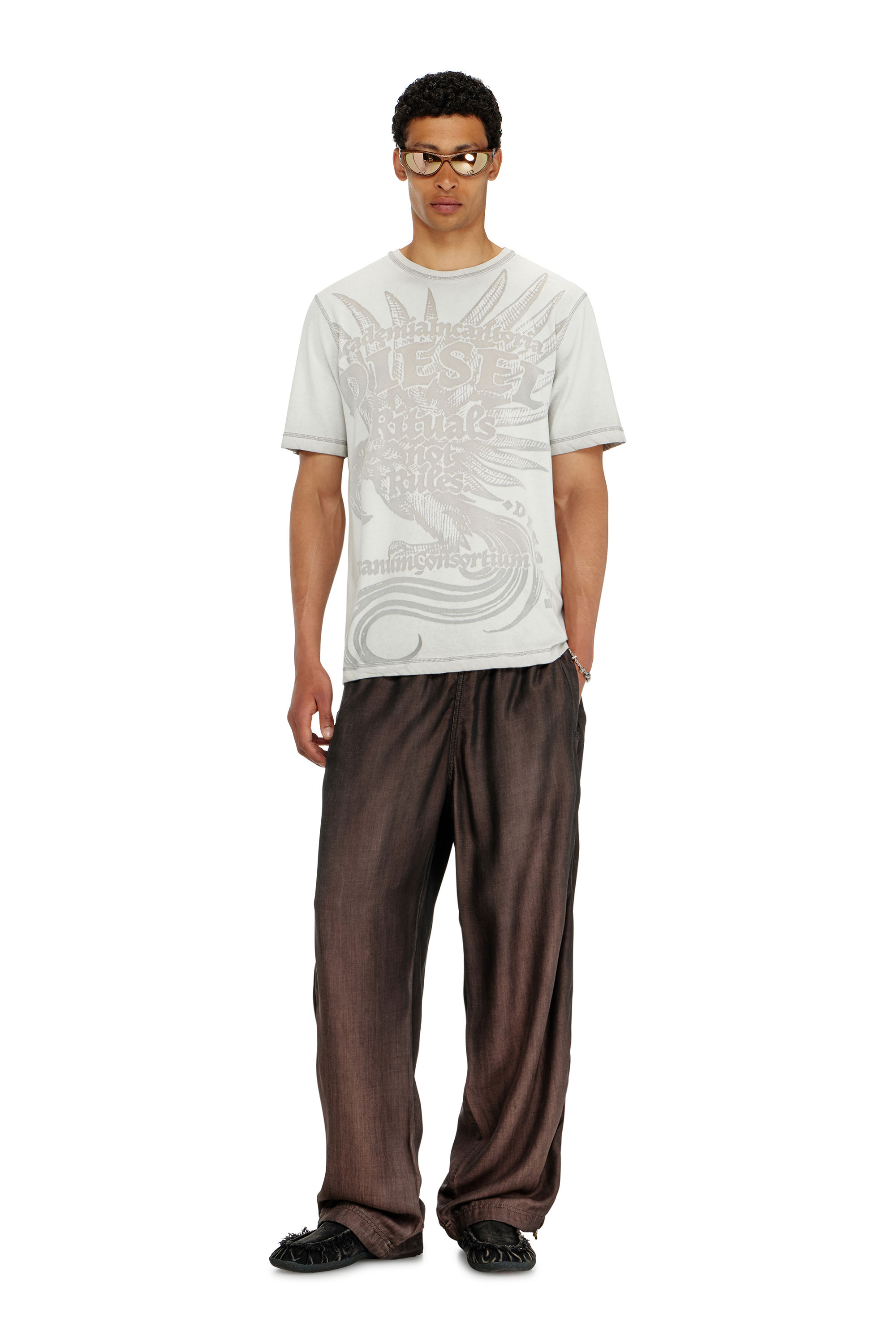 Diesel - T-RAWJUST-AA1, Man's Jersey T-shirt with embossed graphic in Light Grey - 2