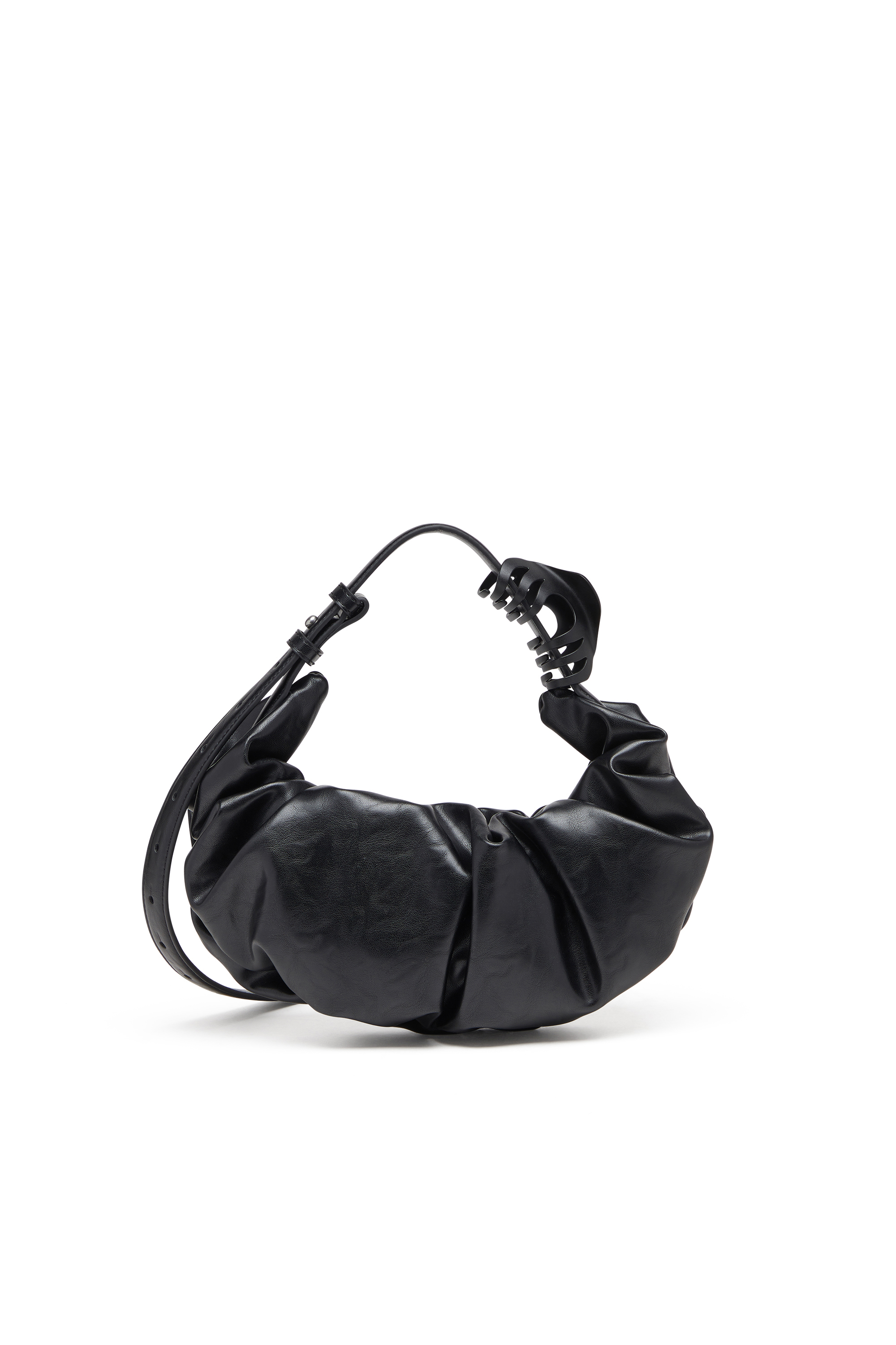 Diesel - GRAB-D HOBO S, Damen Kleine zerknitterte Hobo-Tasche aus glänzendem PU in Schwarz - 2