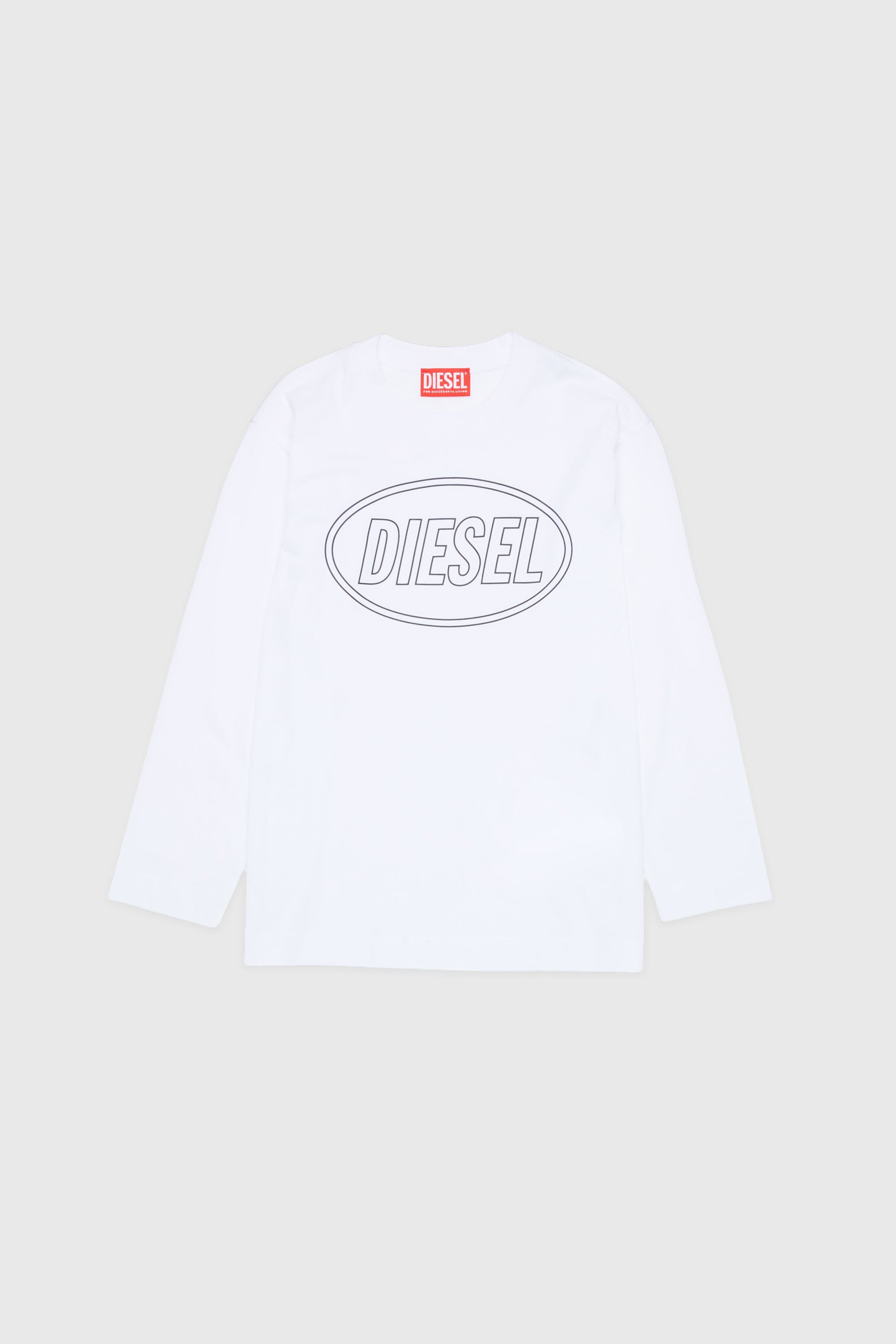 Diesel - TCIRCLELS OVER, Herren Langarm-T-Shirt mit Oval D Logo in Wei&szlig; - 1