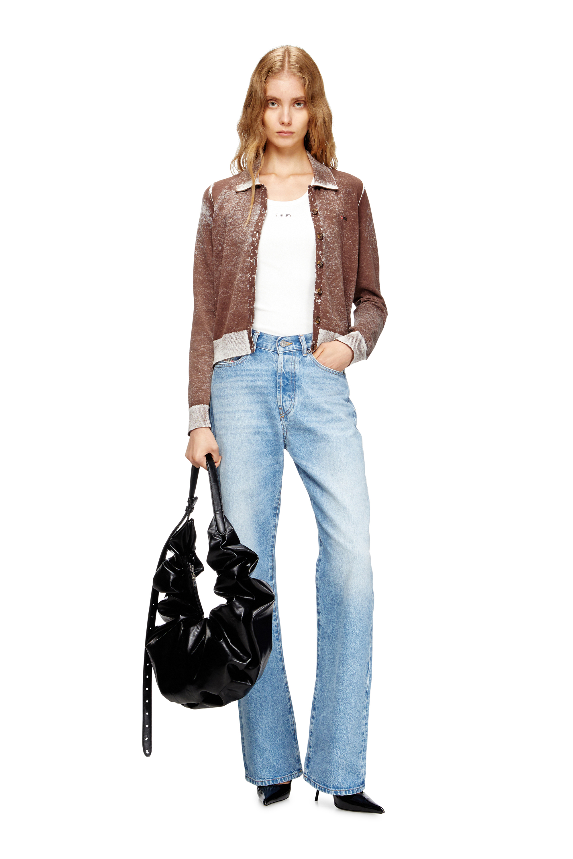 Diesel - GRAB-D HOBO L, Damen Große zerknitterte Hobo-Tasche aus glänzendem PU in Schwarz - 2