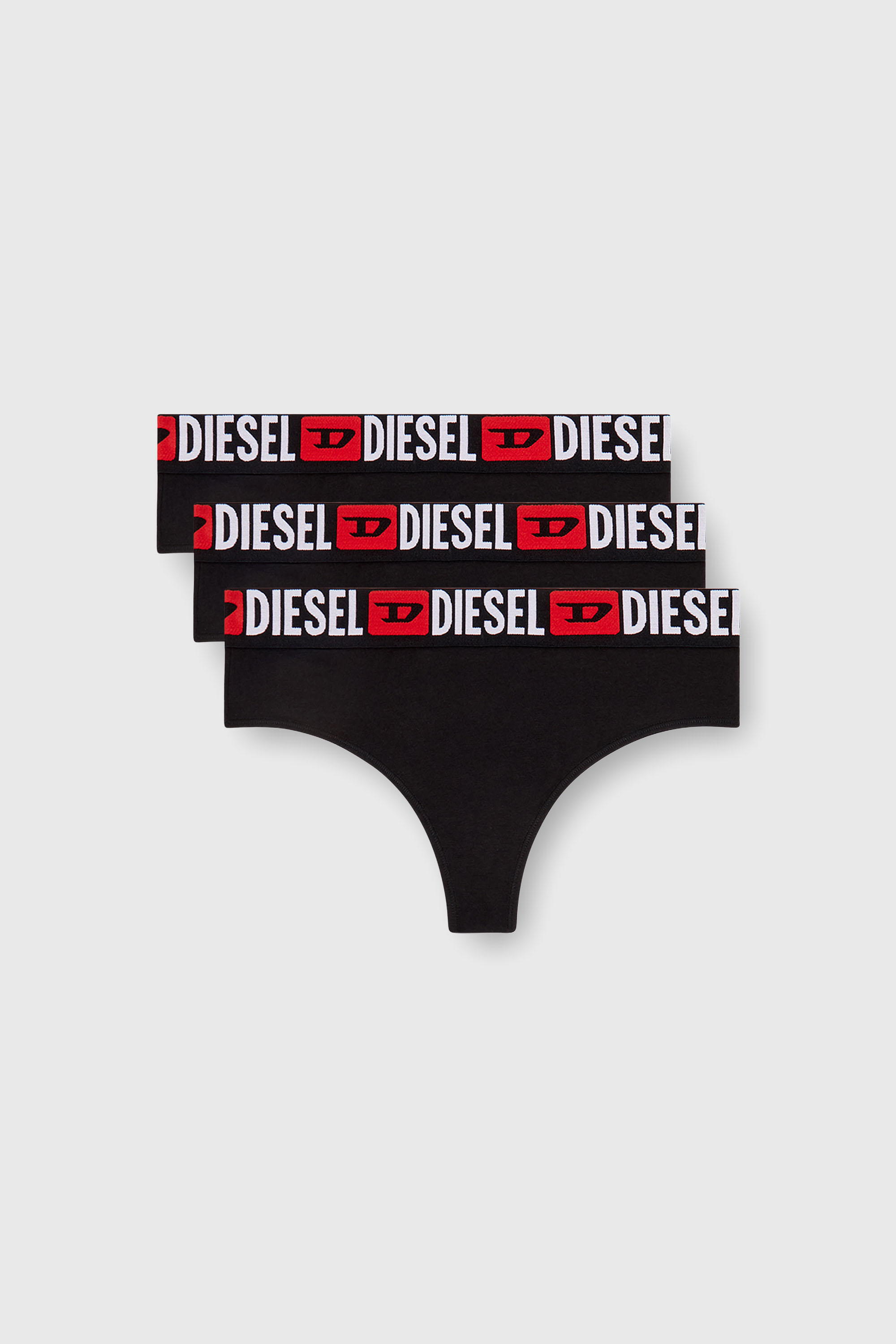 Diesel - UFST-STARS-THREEPACK, Damen String mit Logo-Bund im Dreierpack in Schwarz - 2