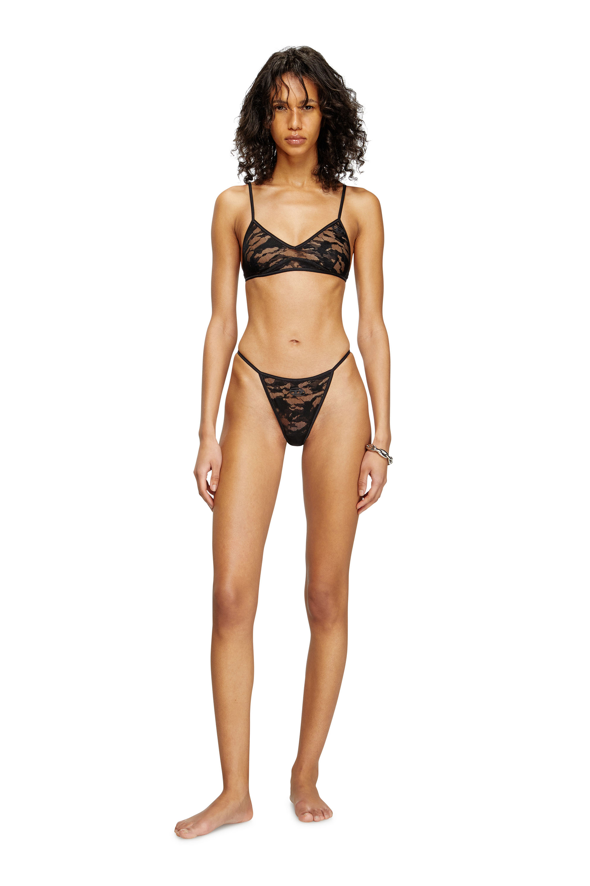 Diesel - BEATRIX-UTLT, Damen Tanga aus Stretch-Camo-Spitze in Schwarz - 1