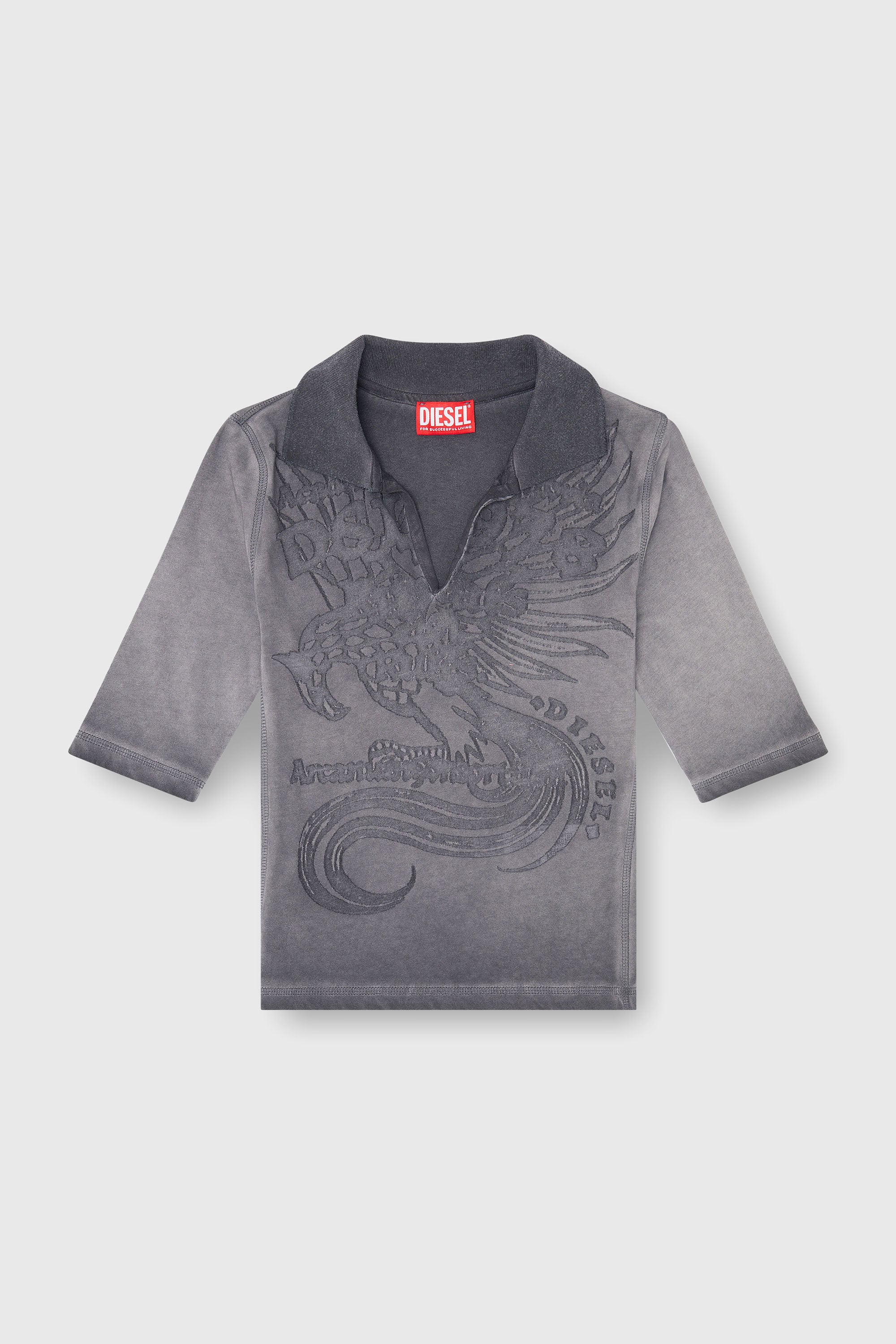 Diesel - T-BEA, Damen Slim-Poloshirt mit d&eacute;vor&eacute;-Print in Grau - 2