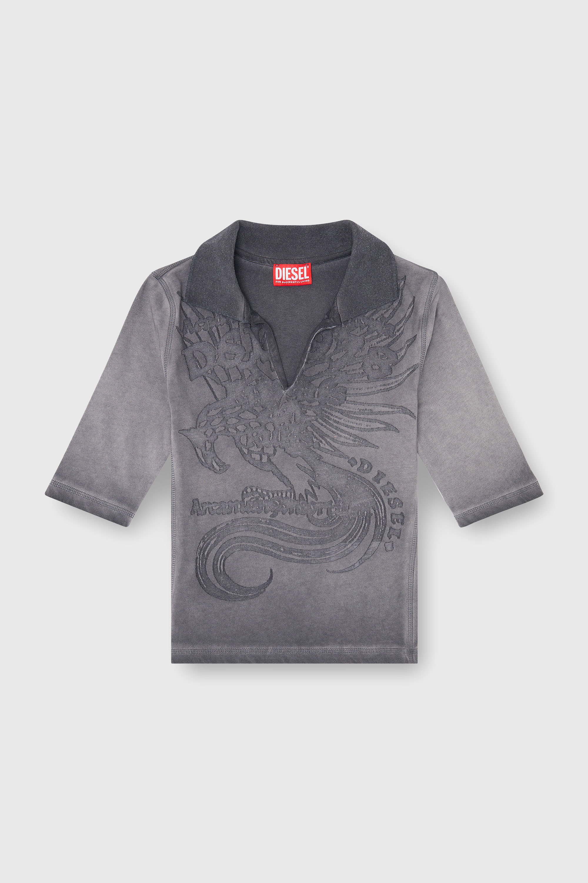 Diesel - T-BEA, Woman's Slim polo with d&eacute;vor&eacute; print in Grey - 2
