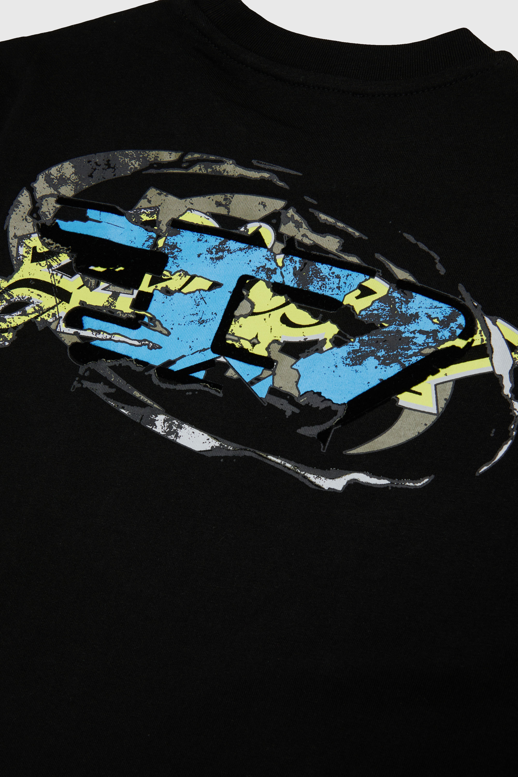 Diesel - TSCRAP OVER, Herren T-Shirt mit Oval D Stickerei und Flockprint in Schwarz - 4