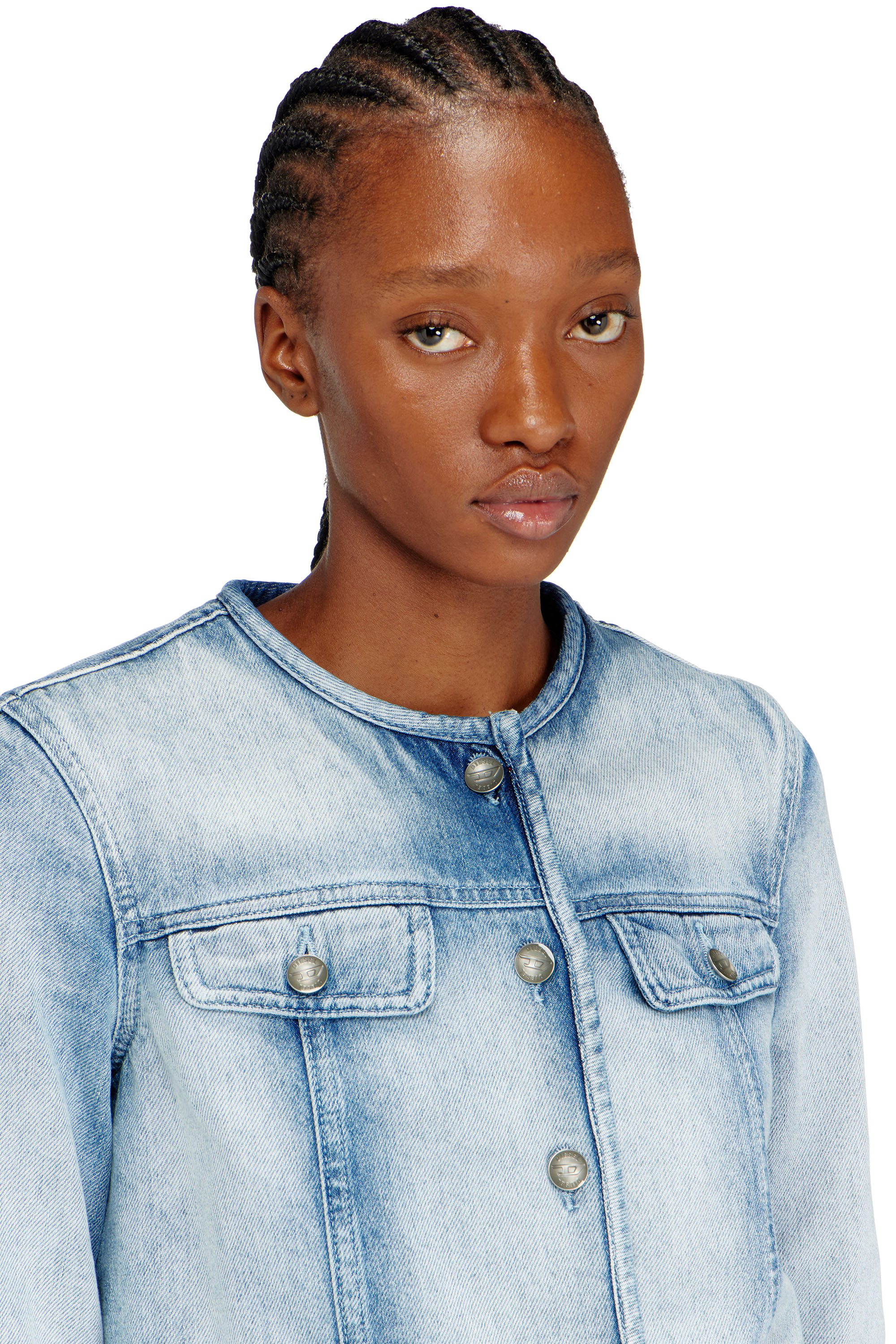 Diesel - DE-GRAFY-FSI1, Damen Jacke aus mittel-leichtem Skelett-Denim in Hellblau - 5