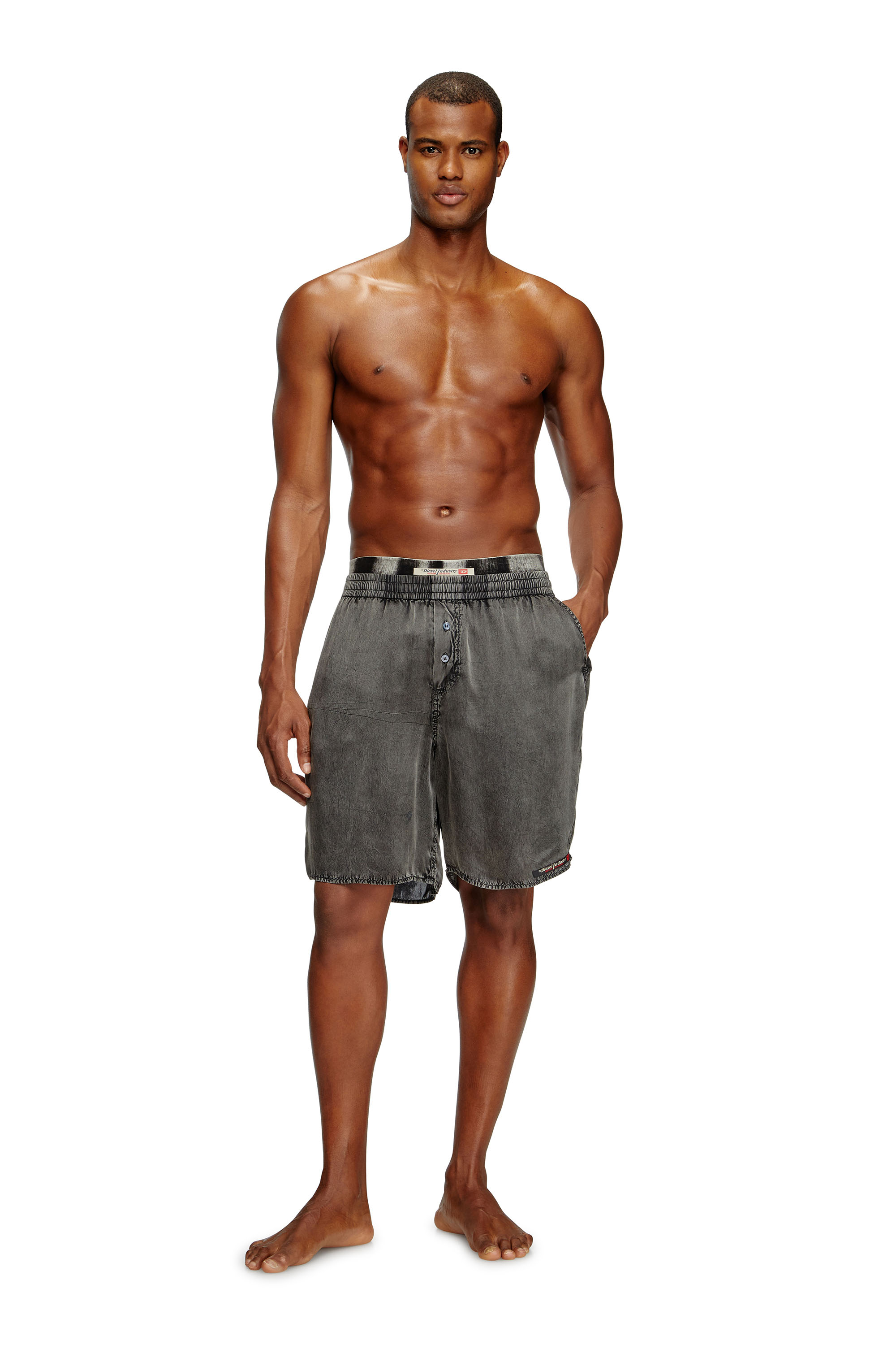 Diesel - SILVO-DNM, Herren Extra-lange Boxershorts mit Denim-Effekt in Dunkelgrau - 3