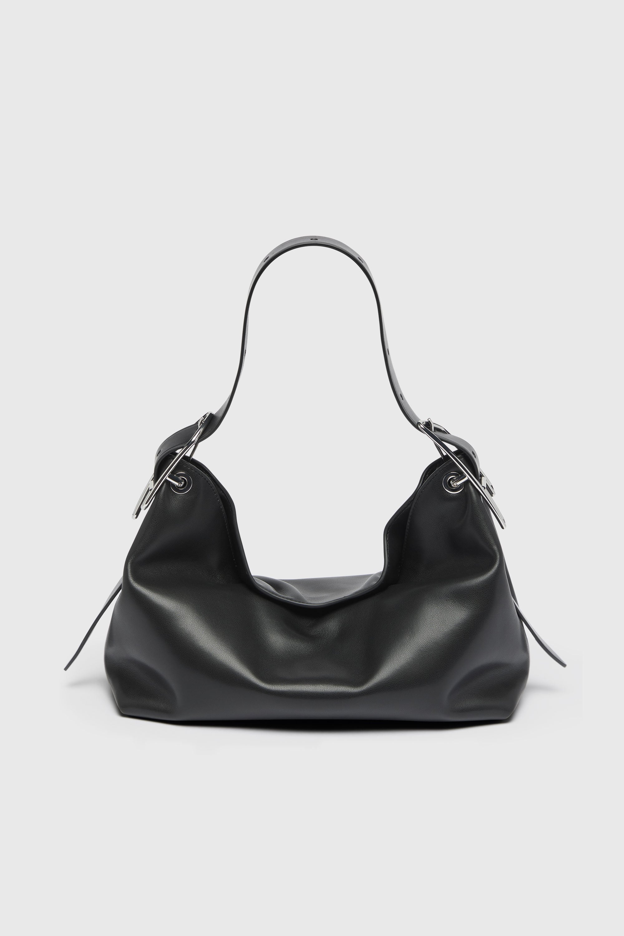 Diesel - D-LINE HOBO S, Damen D-Line-Leder-Schultertasche in Schwarz - 1