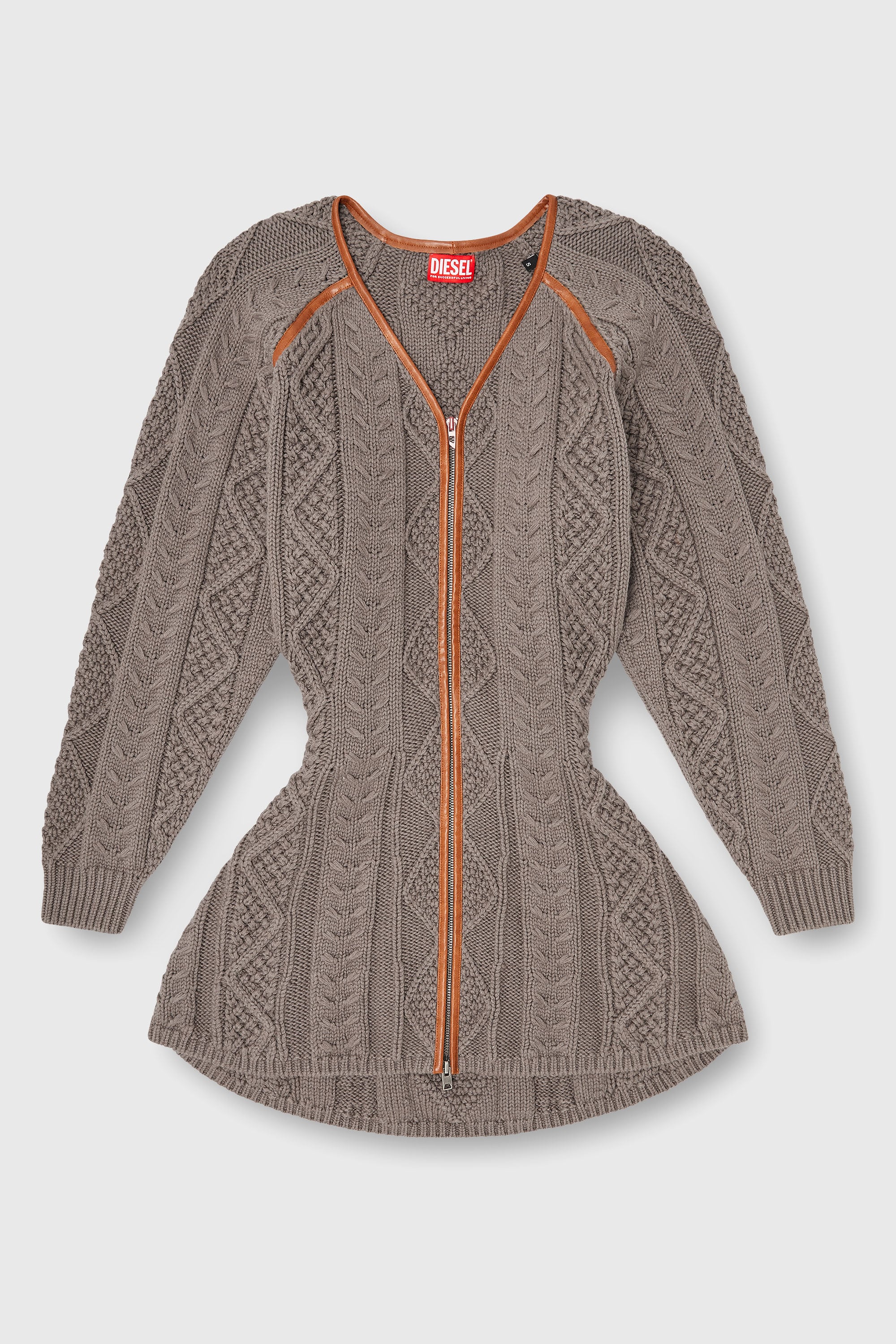 Diesel - M-INTESSE, Damen Mini-Strickkleid im Zopfmuster in Grau - 1