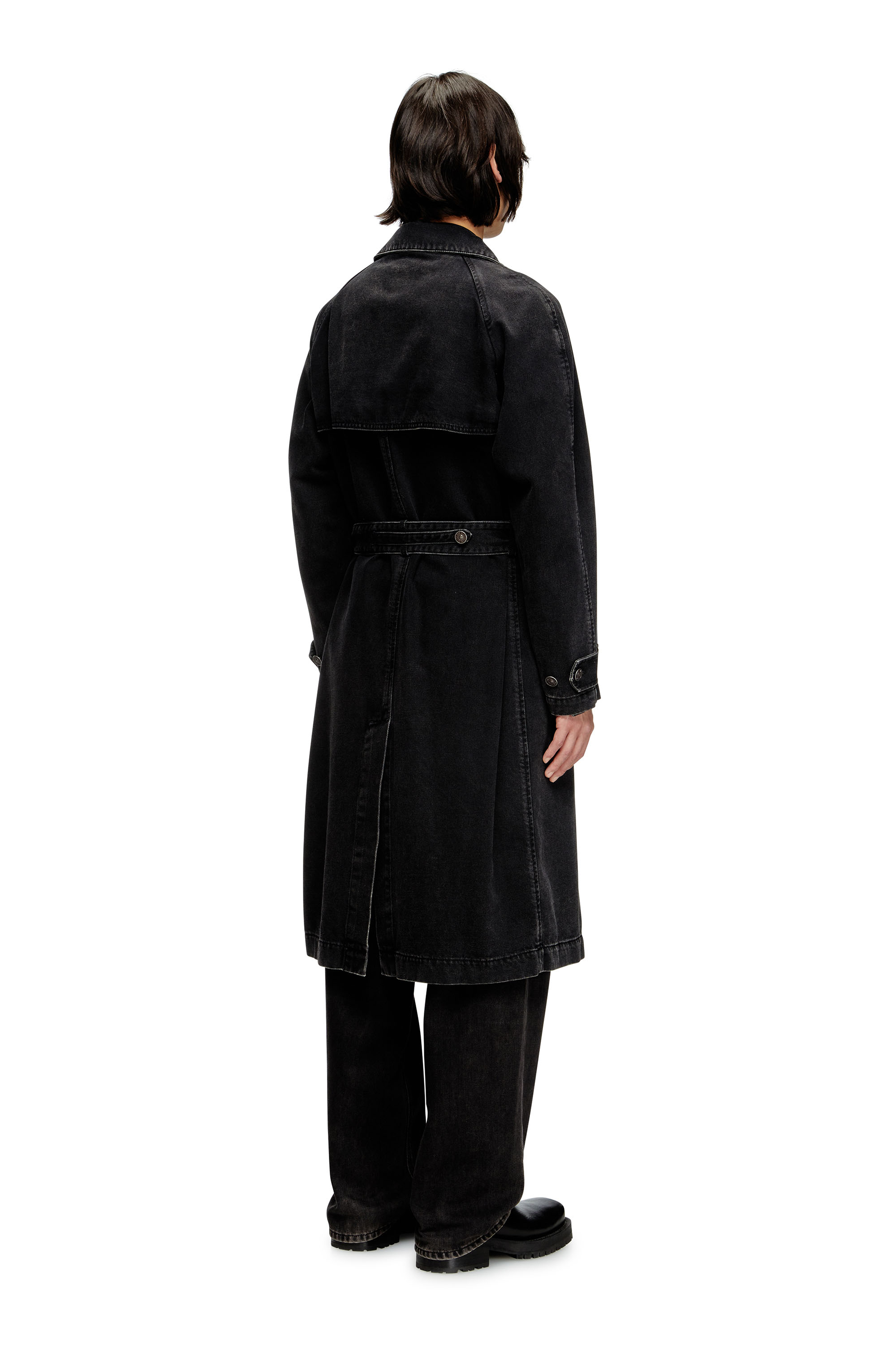 Diesel - D-DELIRIOUS-D, Herren Trenchcoat aus Denim in cleaner Waschung in Schwarz - 4