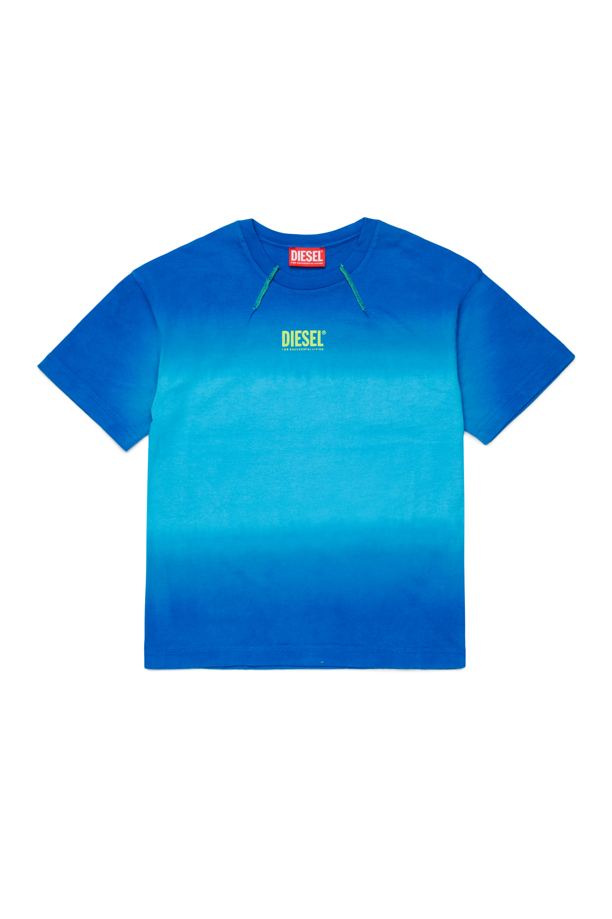 Diesel - TSHADE OVER, Herren Baumwoll-T-Shirt mit Ombre-Waschung in Blau - 1