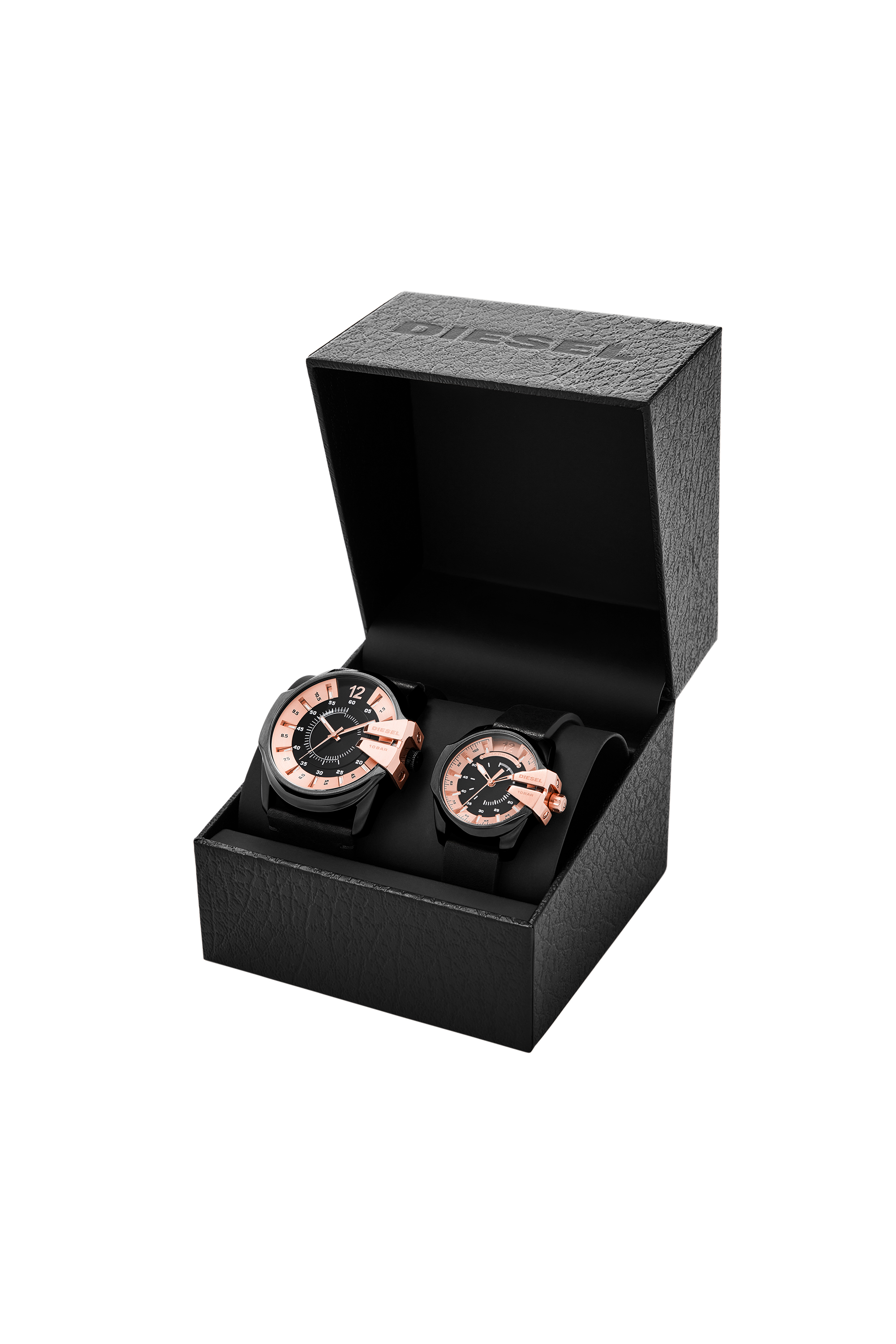 Diesel - DZ1977, Damen Set Master Chief Armbanduhr mit Lederarmband in Schwarz/Rosa - 4