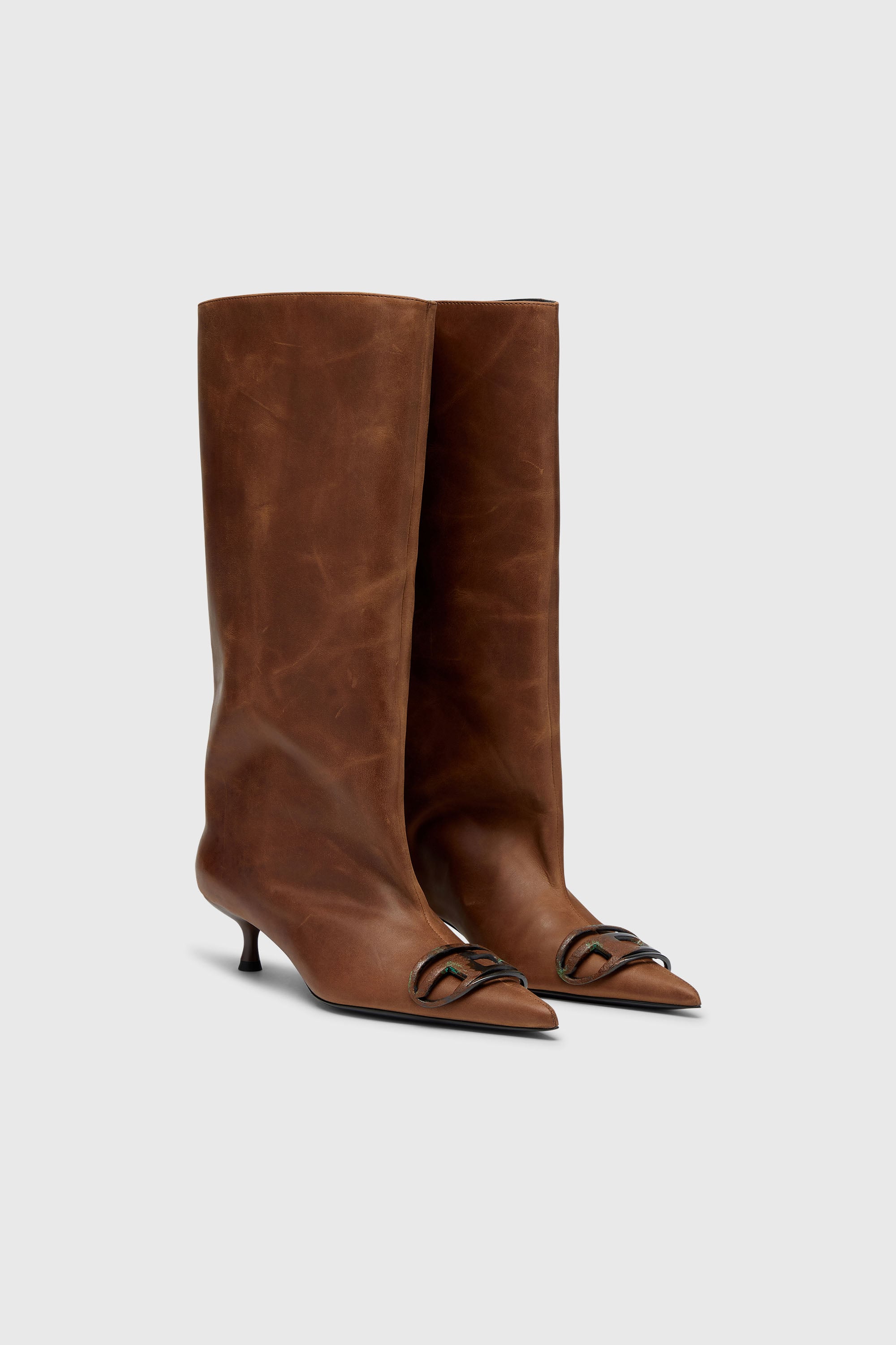 Diesel - D-VENUS 40 KB TUBE, Damen D-Venus-Kniehohe Stiefel aus Fettleder in Braun - 2