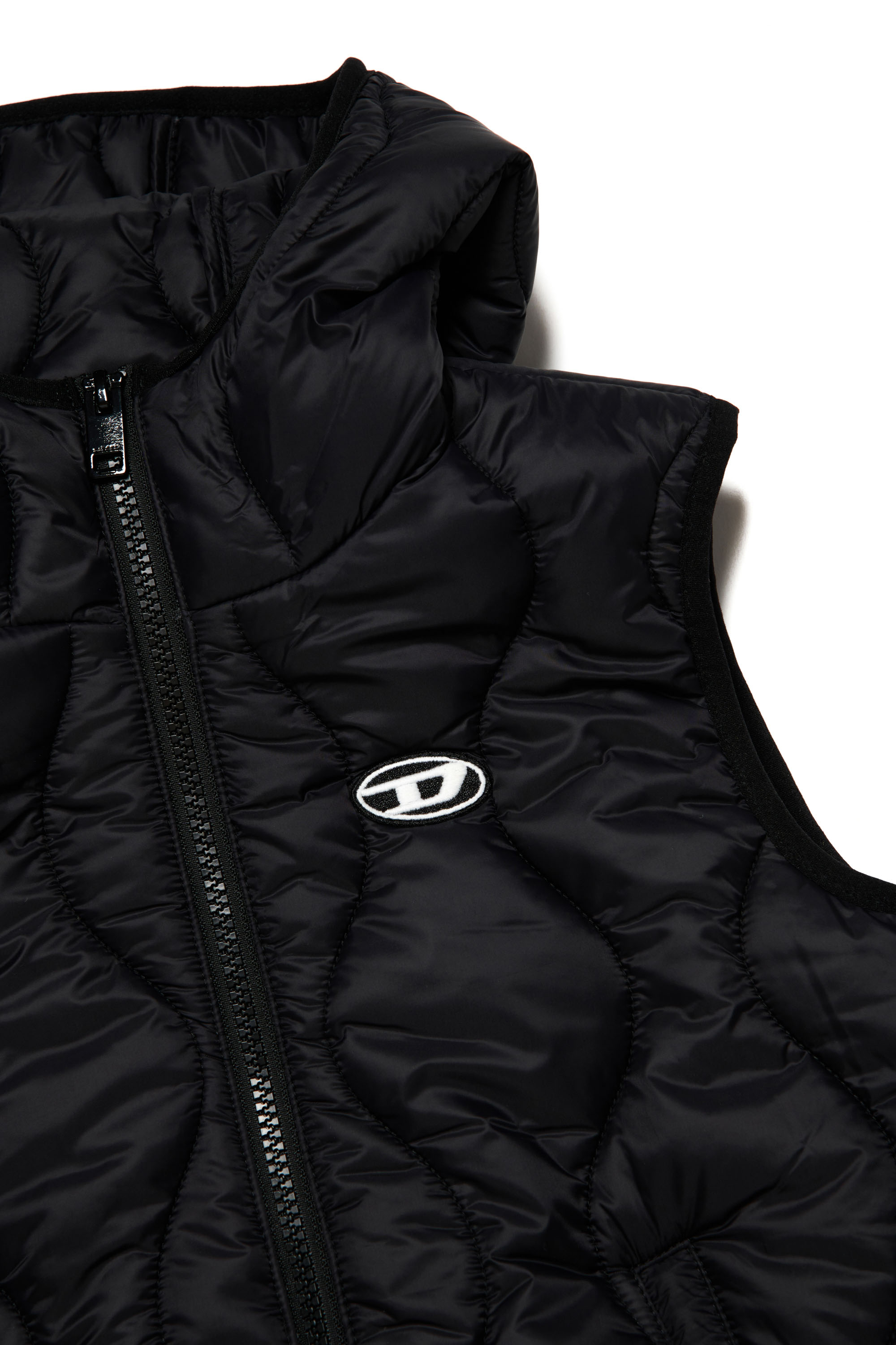 Diesel - JSLASH, Unisex Hooded vest in quilted nylon in Black - Image 3