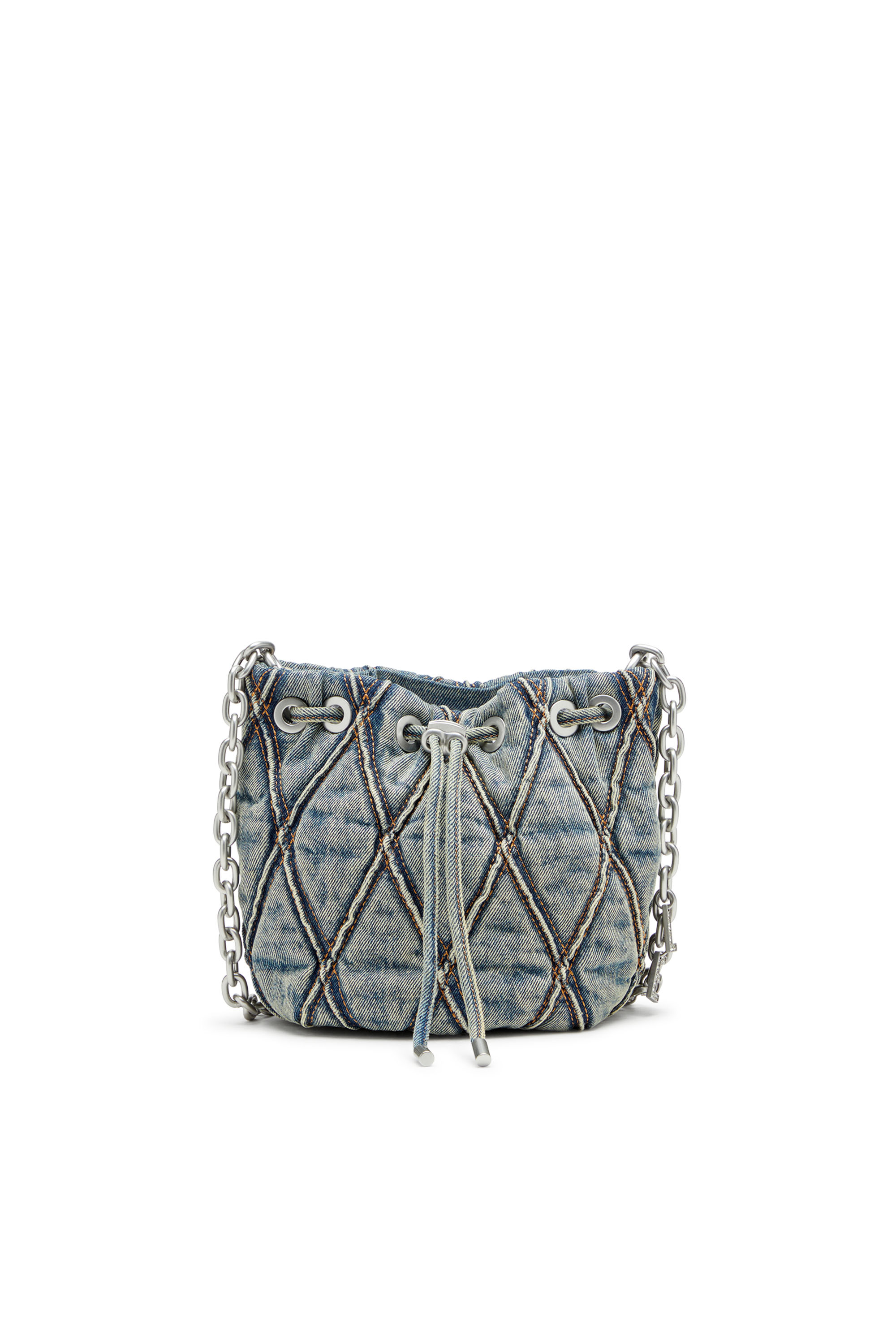 Diesel - CHARM-D BUCKET S, Woman's Charm-D S-Mini bucket bag in argyle quilted denim in Blue - 2