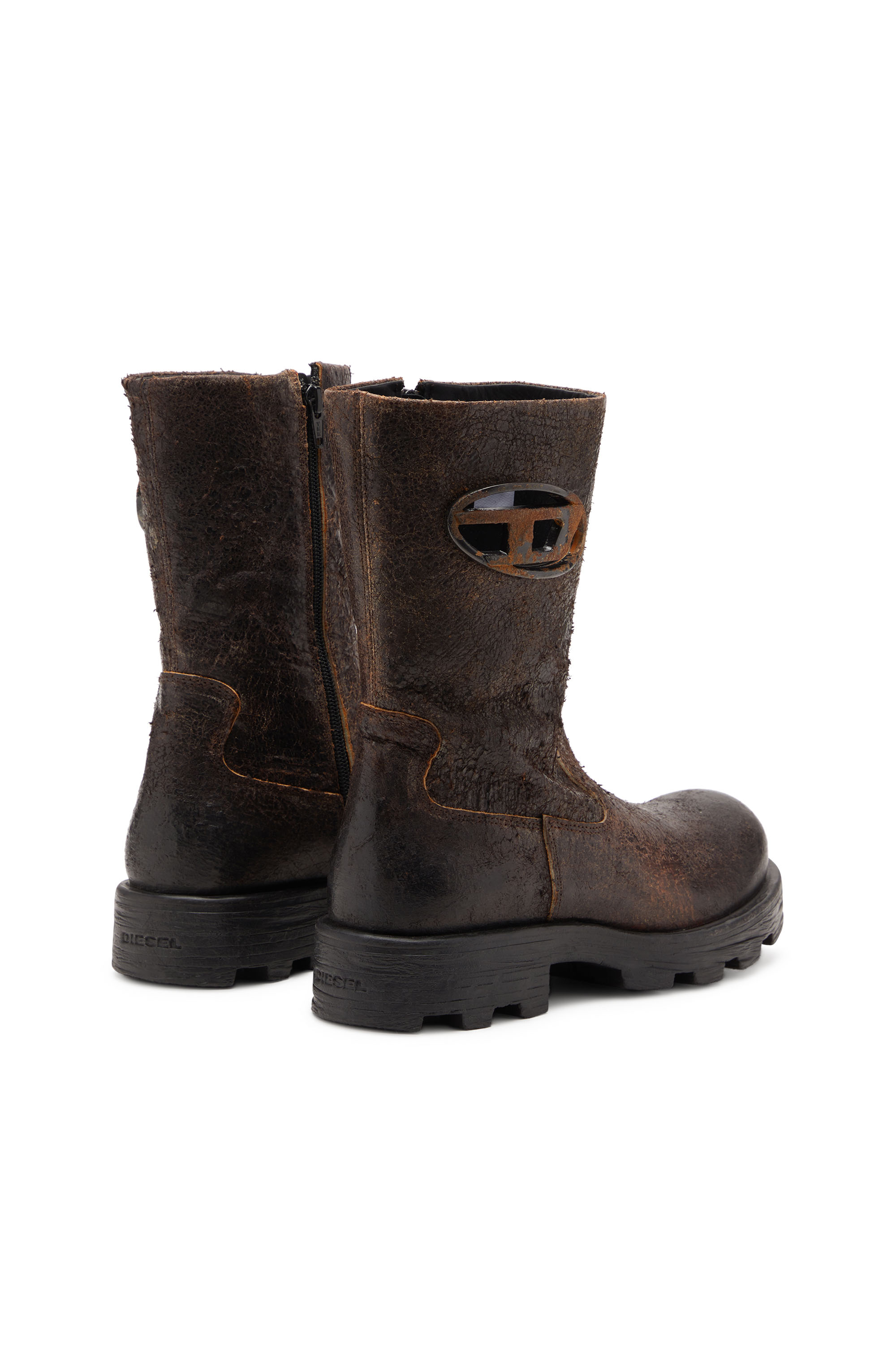 Diesel - D-HAMMER BKR D W, Damen D-Hammer-Bikerstiefel aus vielgetragenem gerissenem Wildleder in null - 3