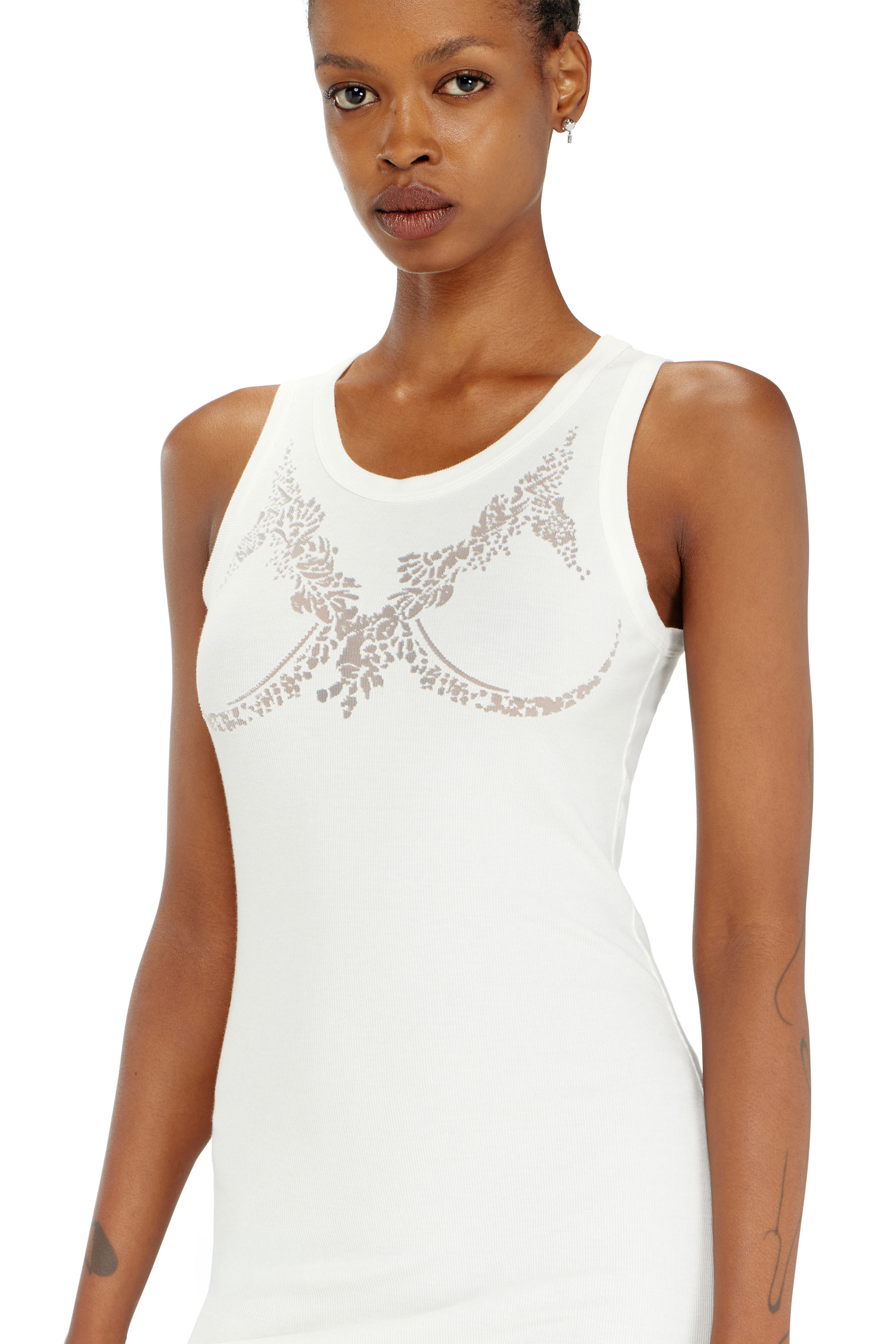Diesel - PR-D-ANKI-LACE-R, Damen Mini-Tank-Kleid mit Devor&eacute;-Spitzen-Effekt in Wei&szlig; - 4