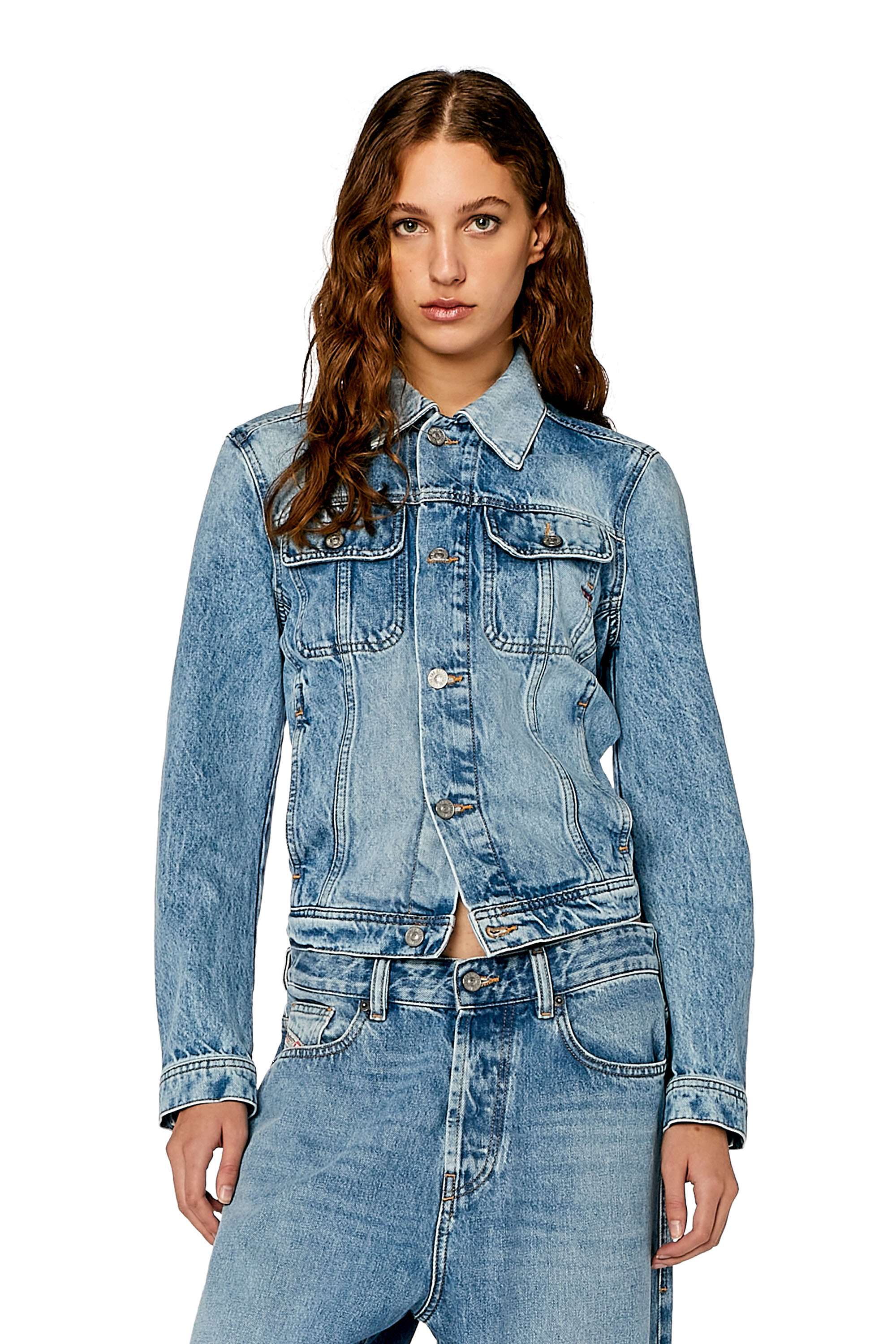 Diesel - DE-BONNY, Damen Truckerjacke aus Denim in Hellblau - 1