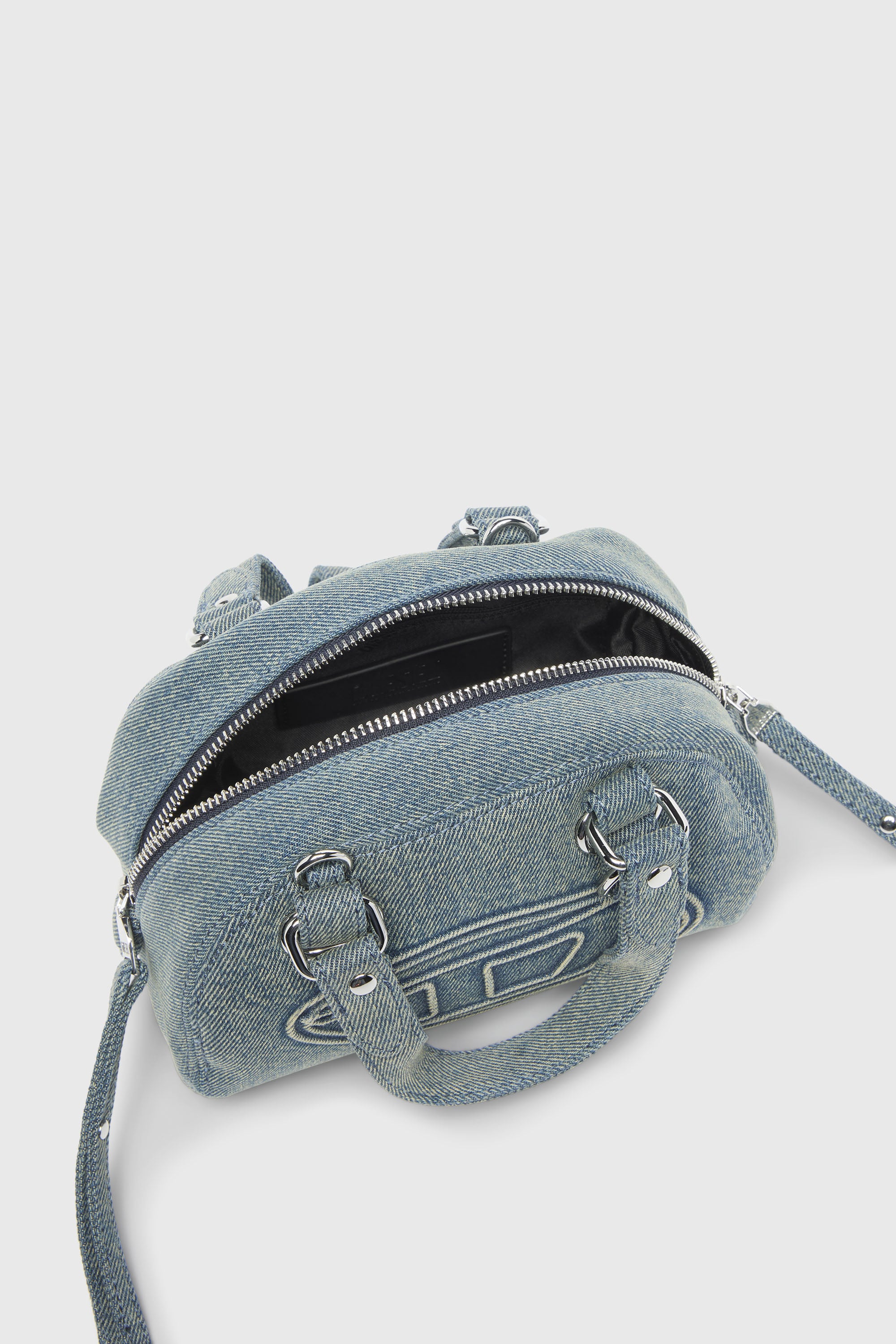 Diesel - 1DR DOME SOFT CROSSBODY, Unisex's 1DR Dome-Small bowling bag in denim with Oval D logo in Light Blue - 3
