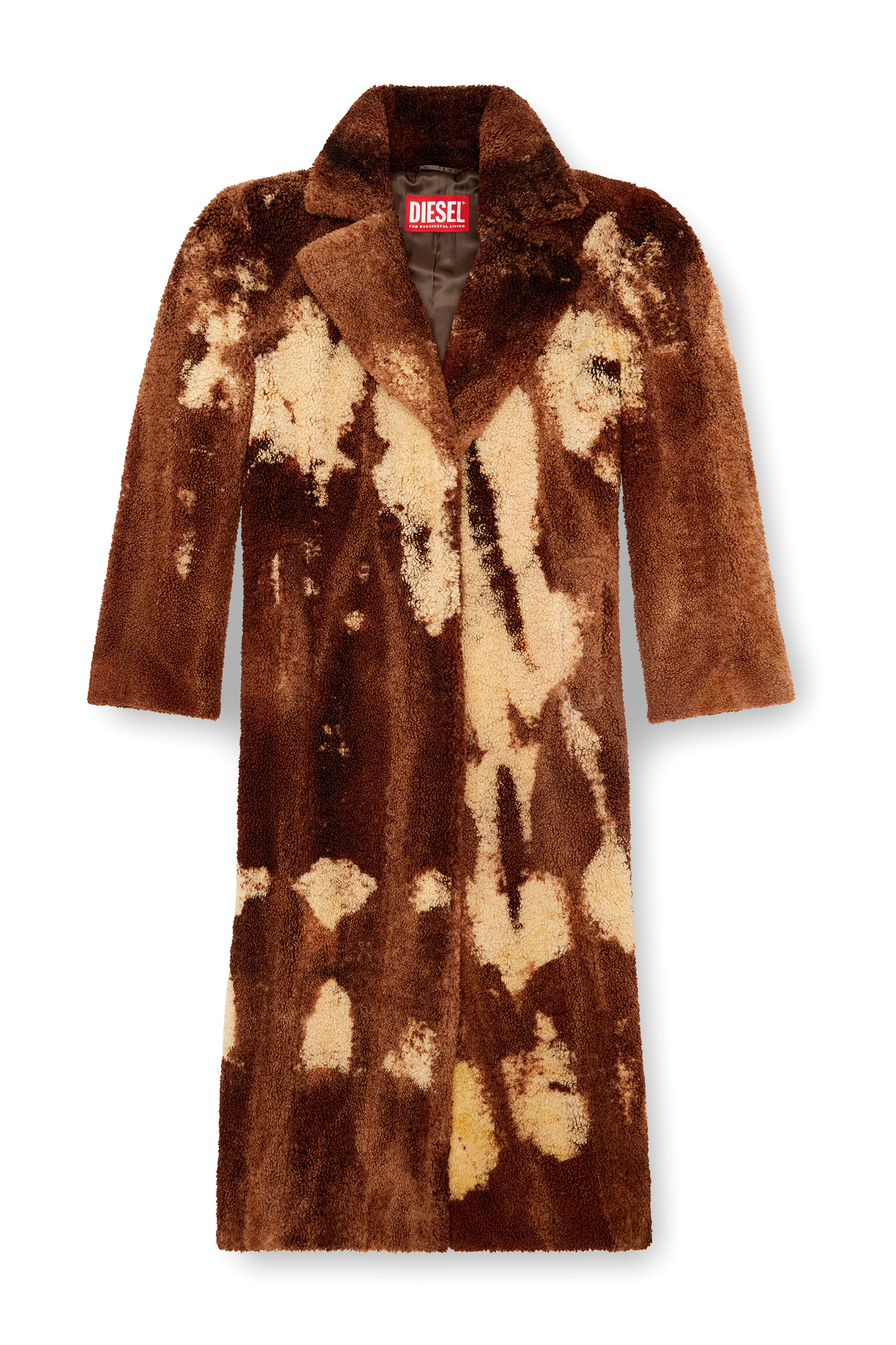 Diesel - W-ILLOW, Woman's Long coat in treated teddy fleece in Brown - 3