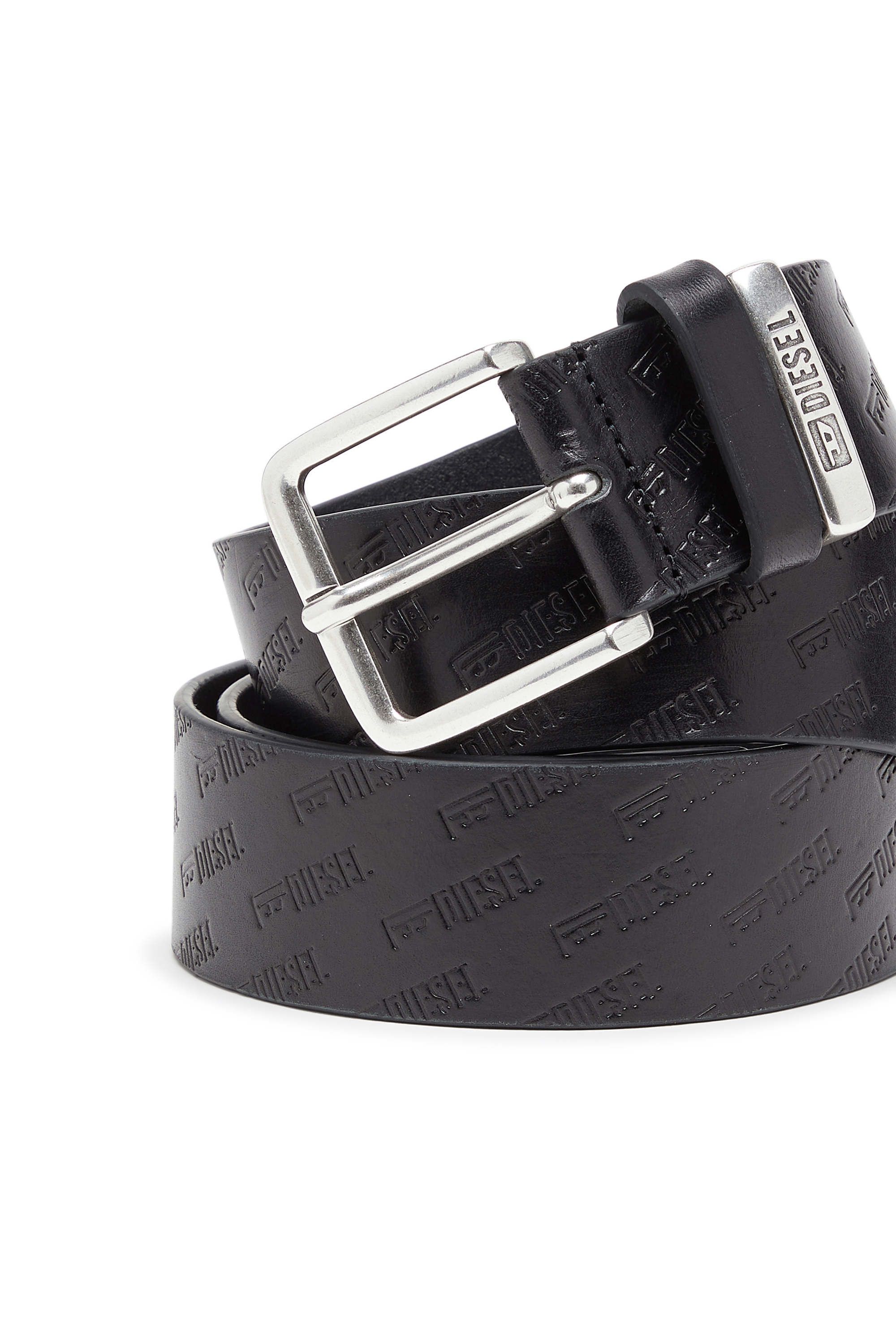 Diesel - B-MONOGRAM DSL, Herren 4 cm Lederg&uuml;rtel mit all-over gepr&auml;gtem Diesel logo in Schwarz - 3