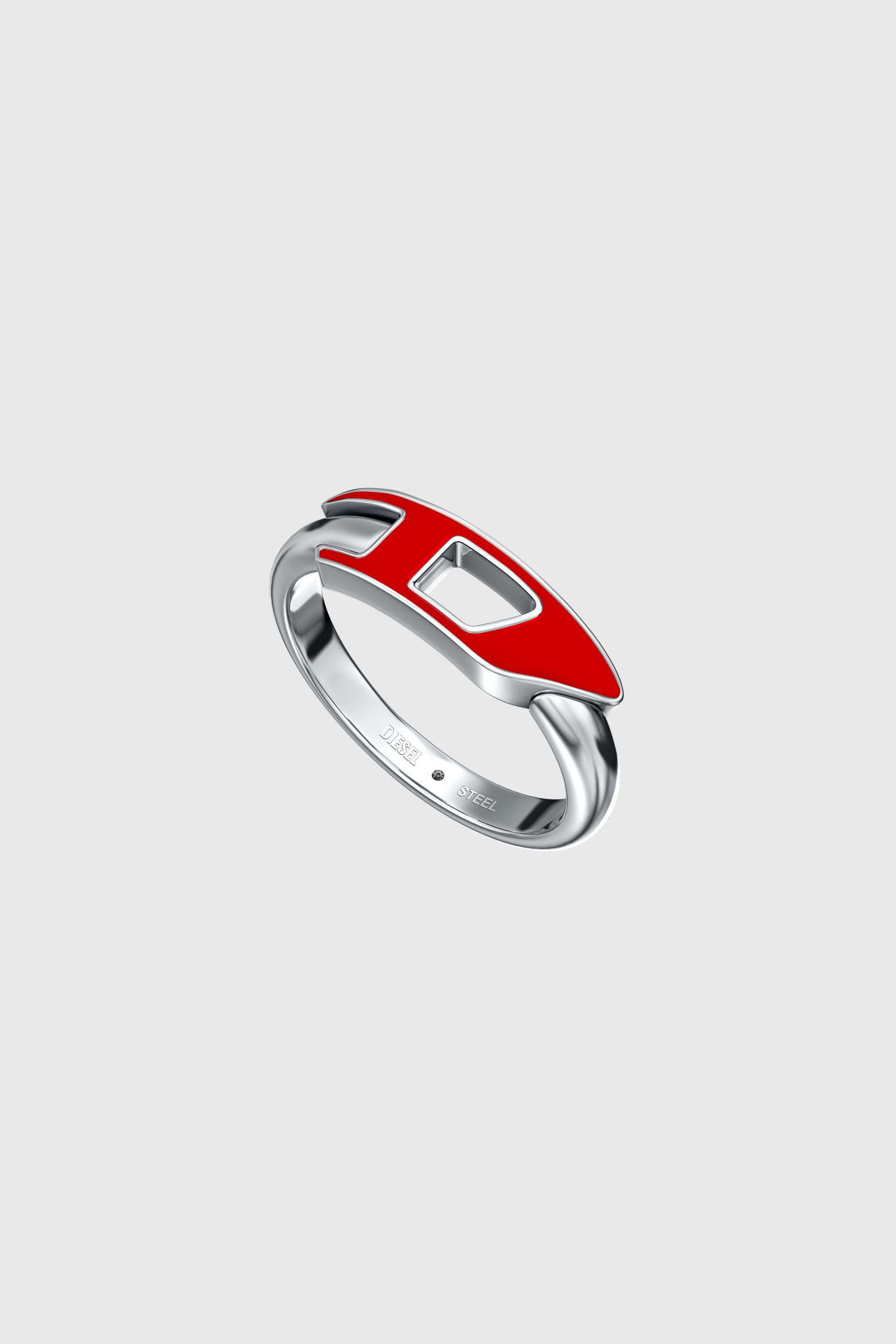 Diesel - DX1688040 JEWELLERY, Unisex Edelstahl-Ring in Silber/Rot - 2