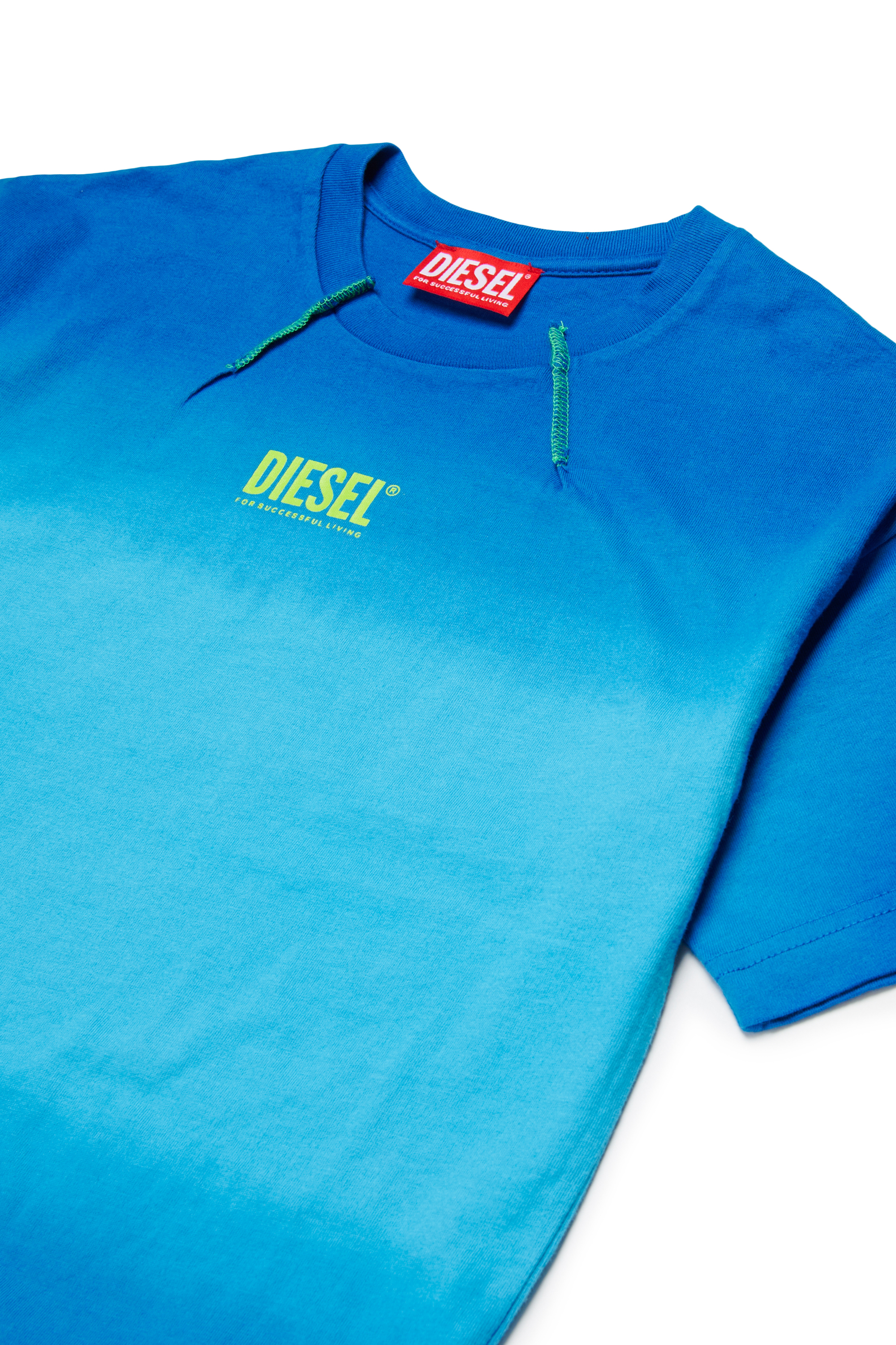 Diesel - TSHADE OVER, Herren Baumwoll-T-Shirt mit Ombre-Waschung in Blau - 3