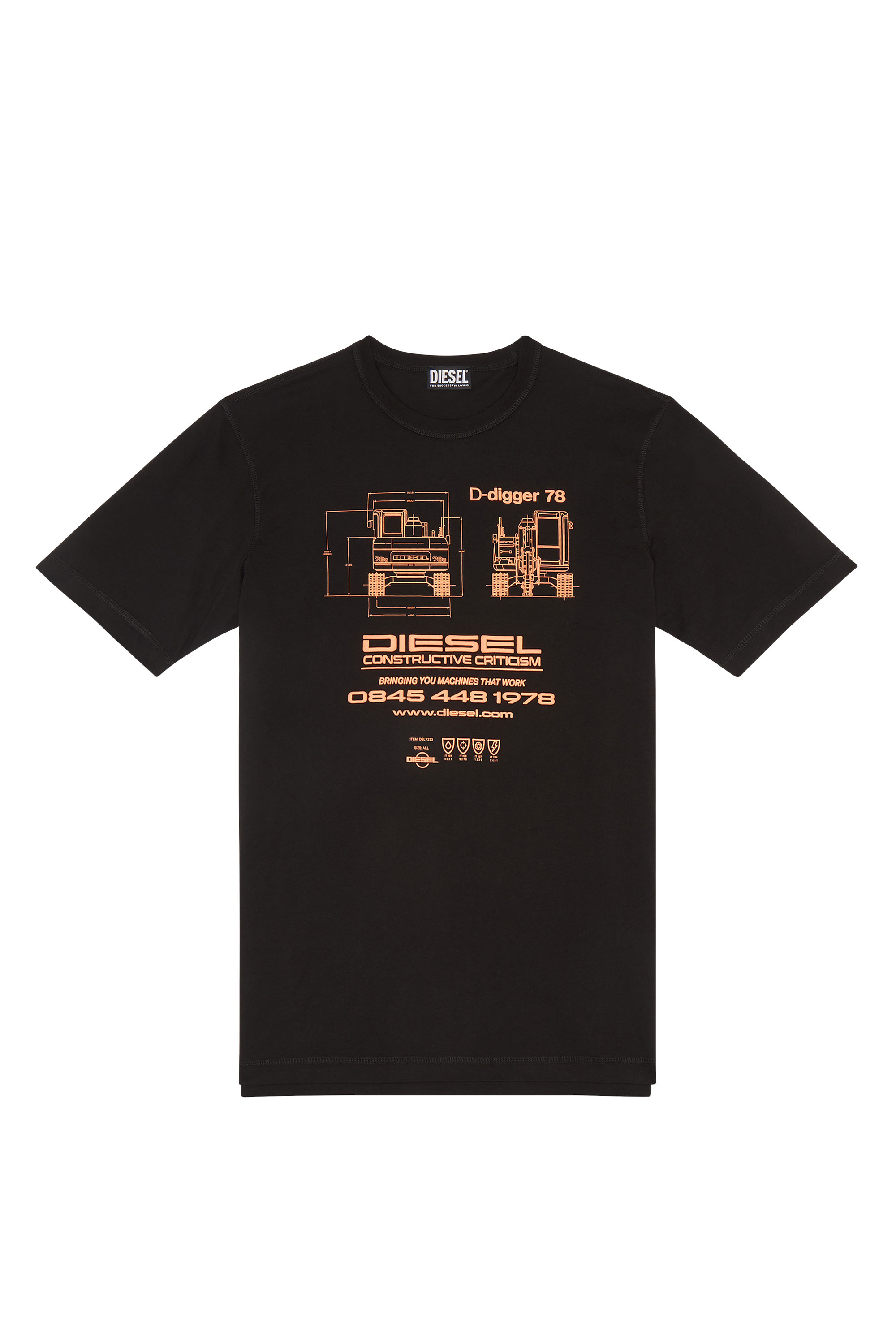 Diesel - T-JUST-SLITS-G1, Schwarz - Image 3