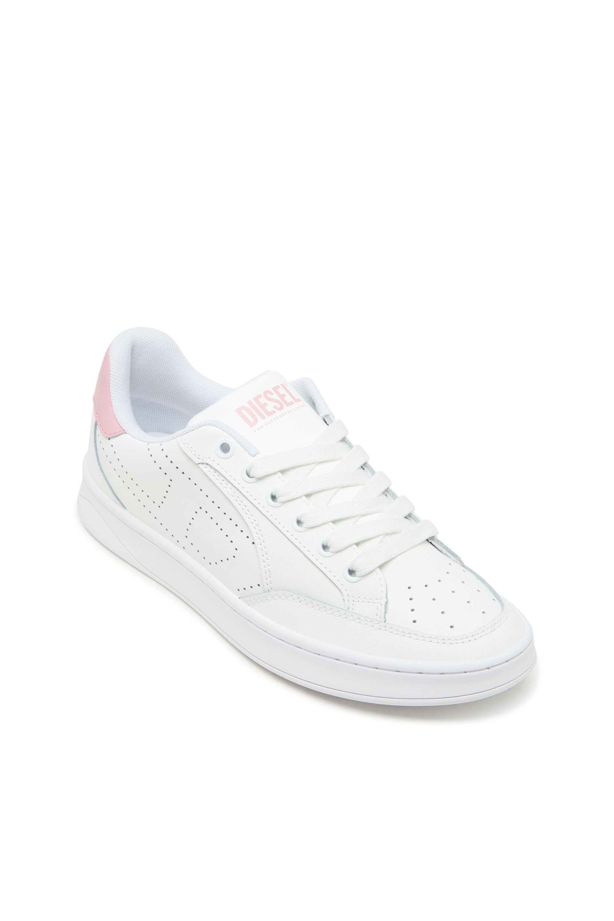 Diesel - S-DAKOTA LOW W, Damen S-Dakota-Sneakers aus Leder mit perforiertem Logo in Weiss/Rosa - 6