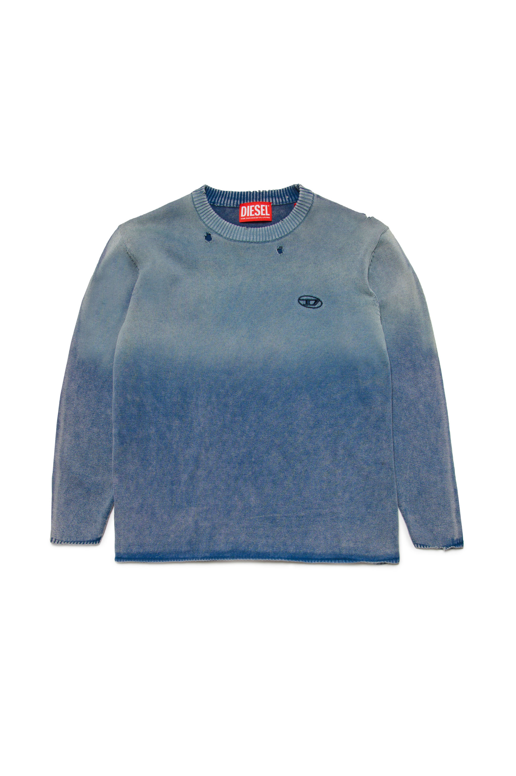 Diesel - KSUDDIS OVER, Man Distressed sweatshirt with colour spray in Blue - Image 1