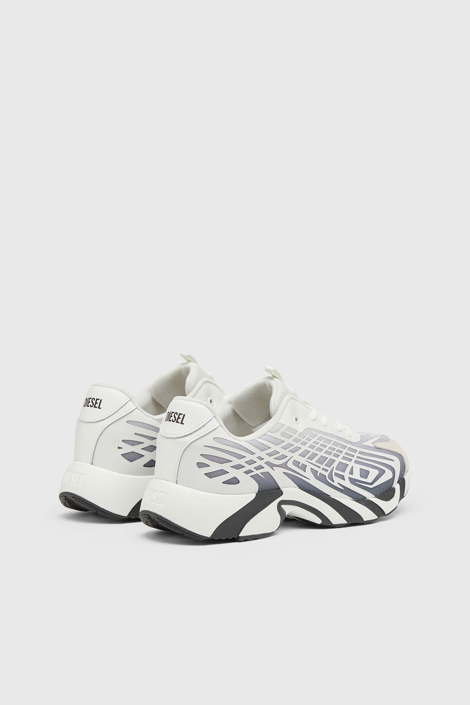 Diesel - S-D-VIT'S 500 LOW, Herren D-Vit-Sneaker aus gestreiftem D&eacute;grad&eacute;-Mesh in Wei&szlig;/Grau - 3