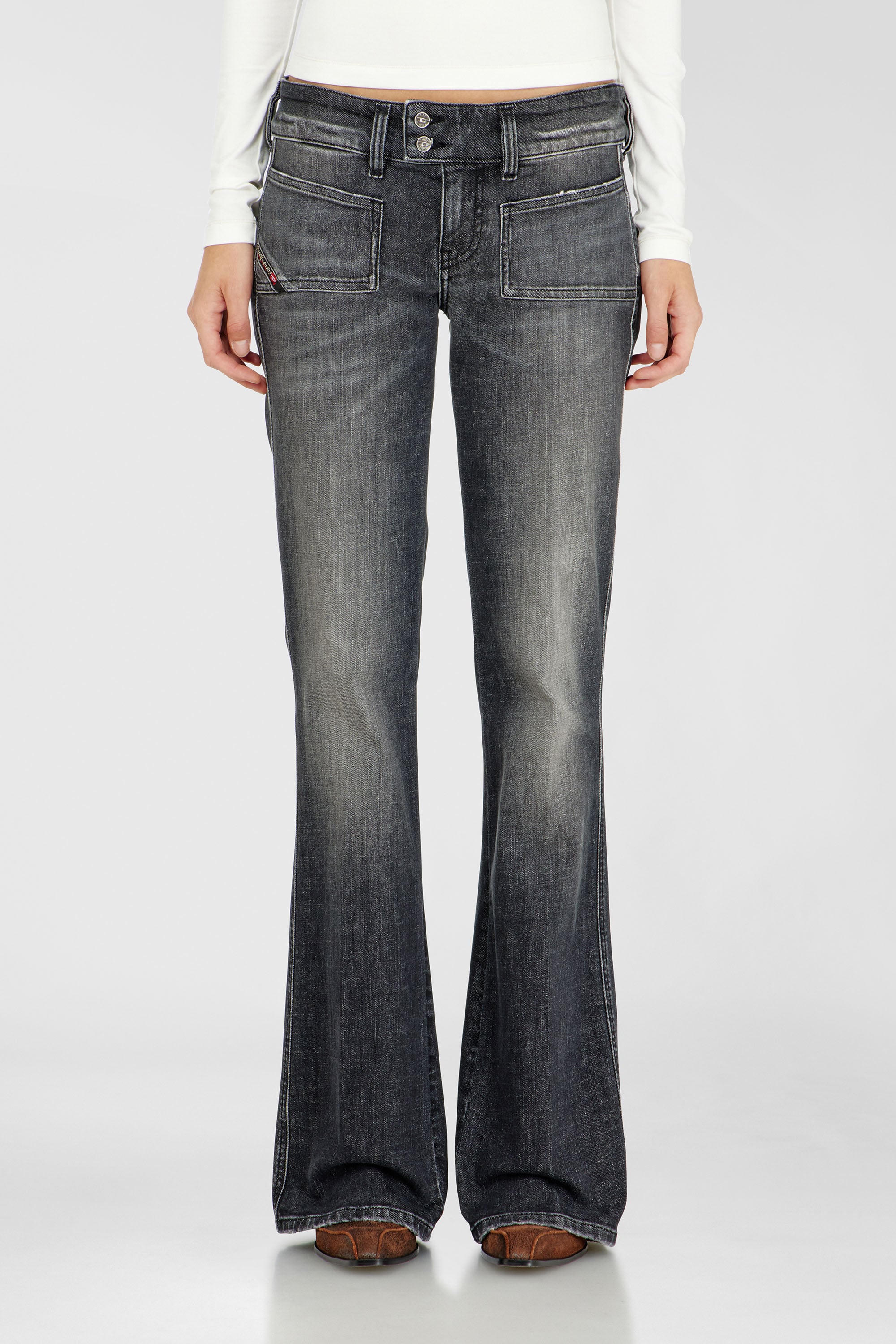 Diesel - Damen Bootcut Jeans D-Hush 0CIAU, Schwarz/Dunkelgrau - 1