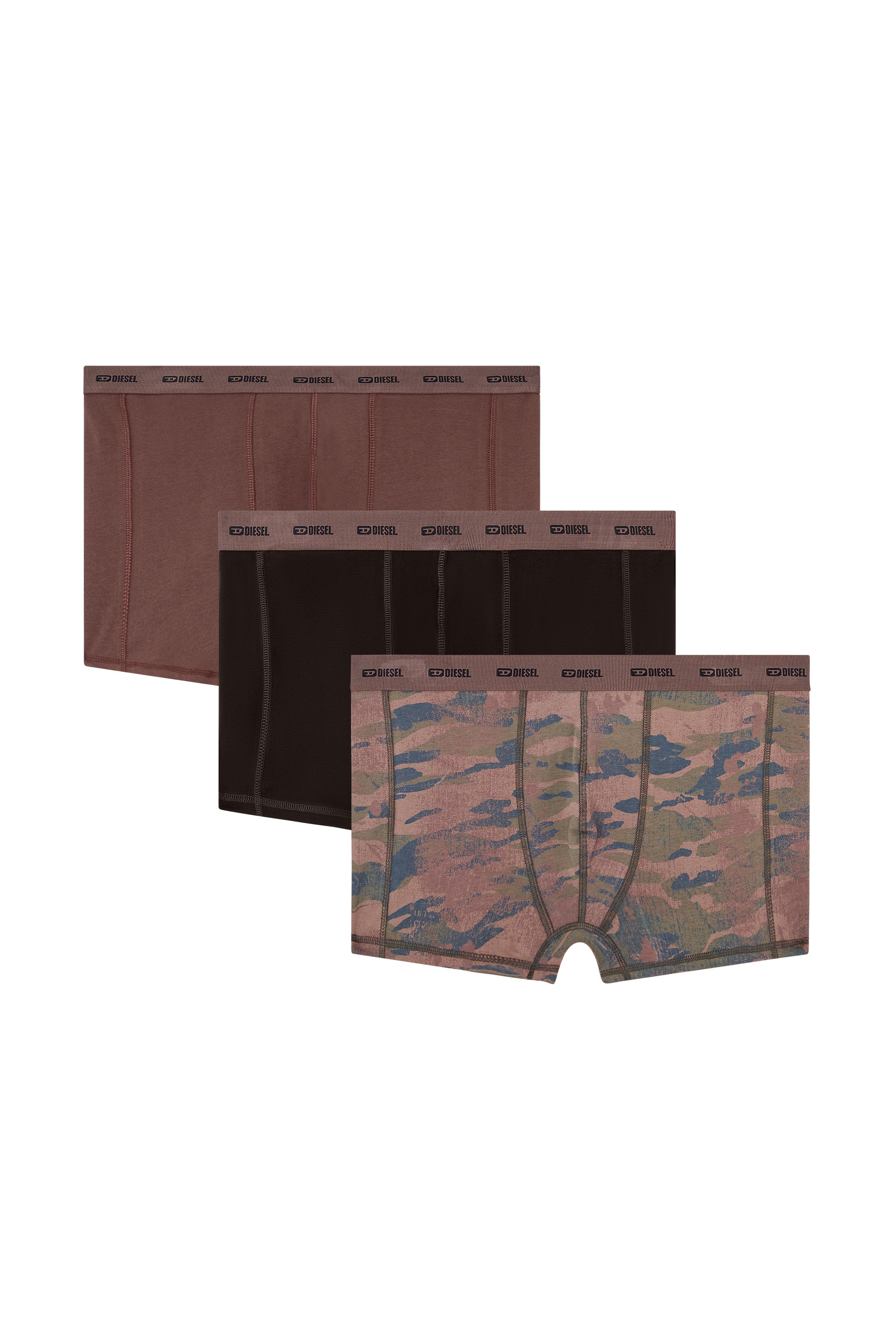 Diesel - DAMIEN-UTLT-3PACK, Herren Einfarbige und Camouflage Retropants im Dreierpack in Braun/Schwarz - 4