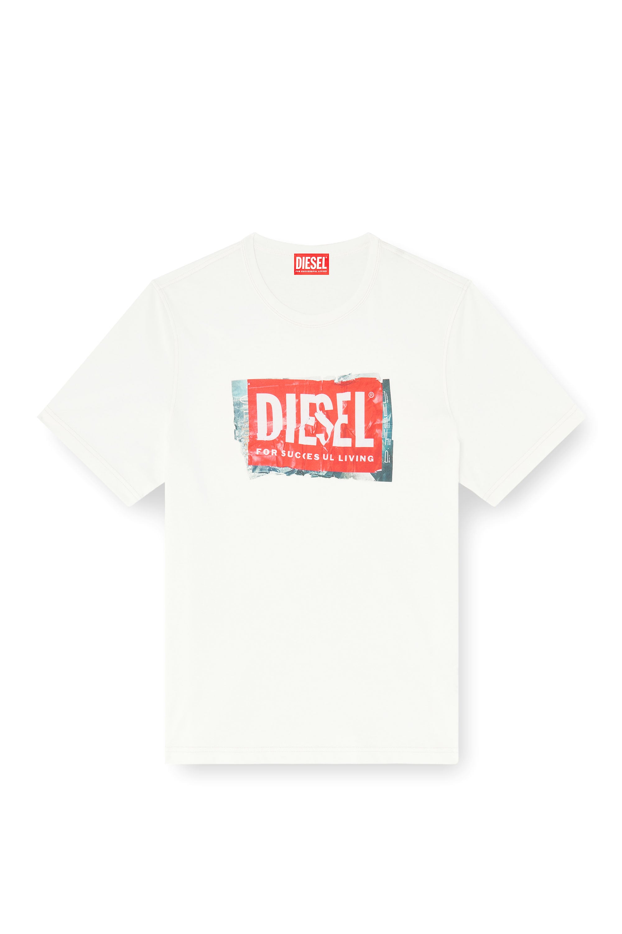 Diesel - T-ADJUST-Q6, Herren T-Shirt mit Logo in Knitter-Optik in Wei&szlig; - 3
