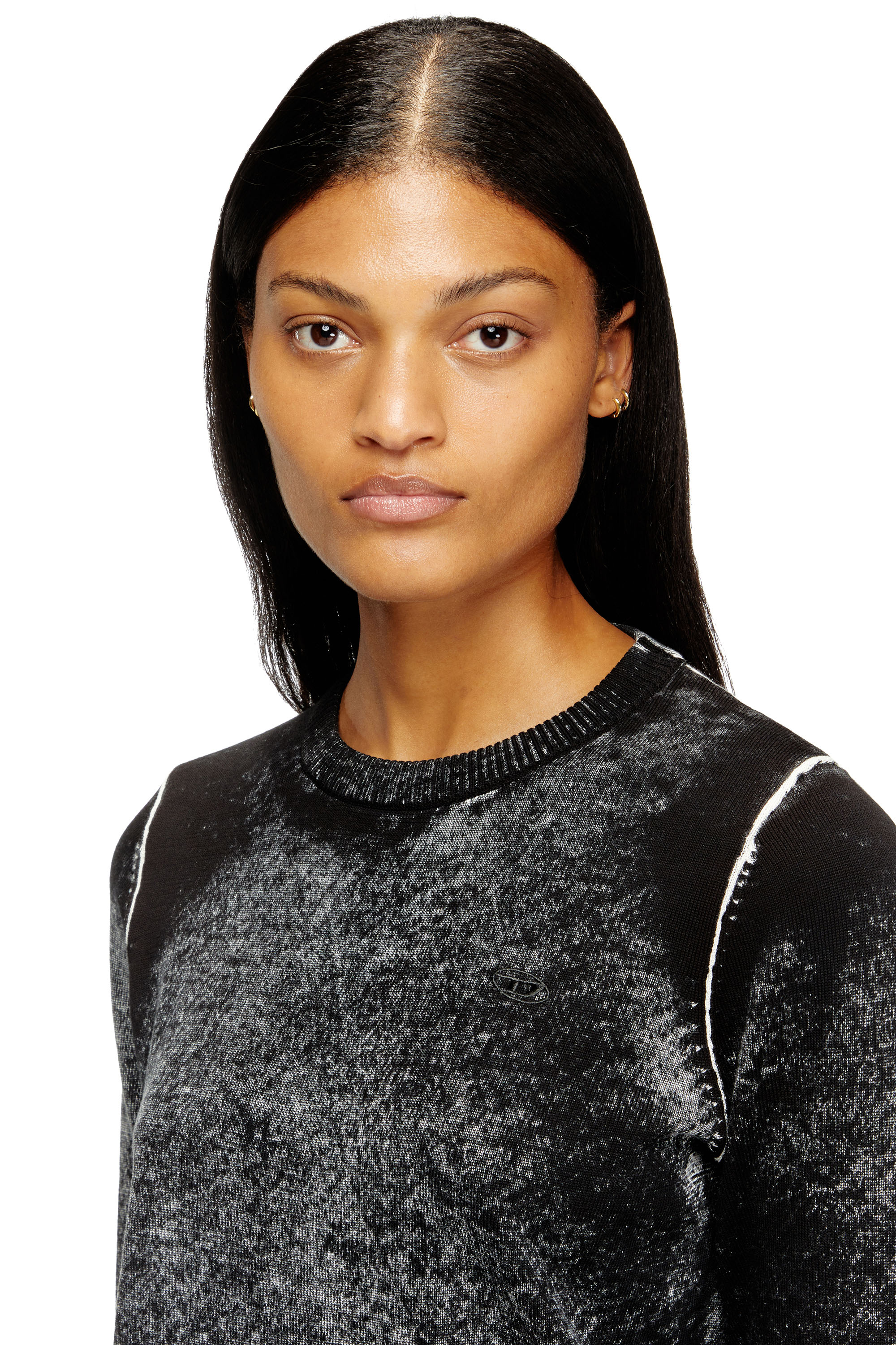 Diesel - M-LOVRE, Woman's Jumper with faded reverse print in Grey/Black - 5