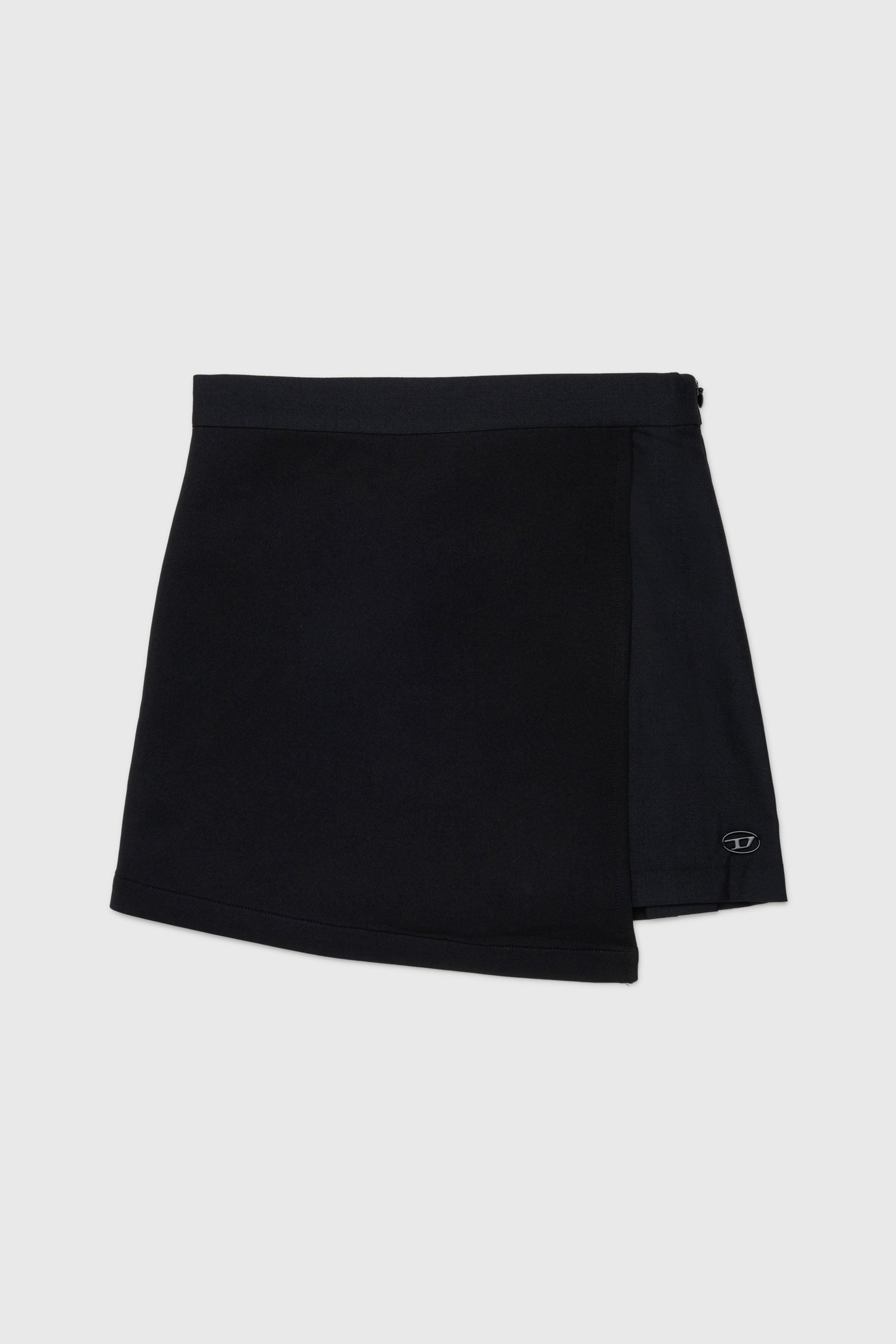 Diesel - GREBY, Woman's Wrap-effect mini skirt with pleated back in Black - 2
