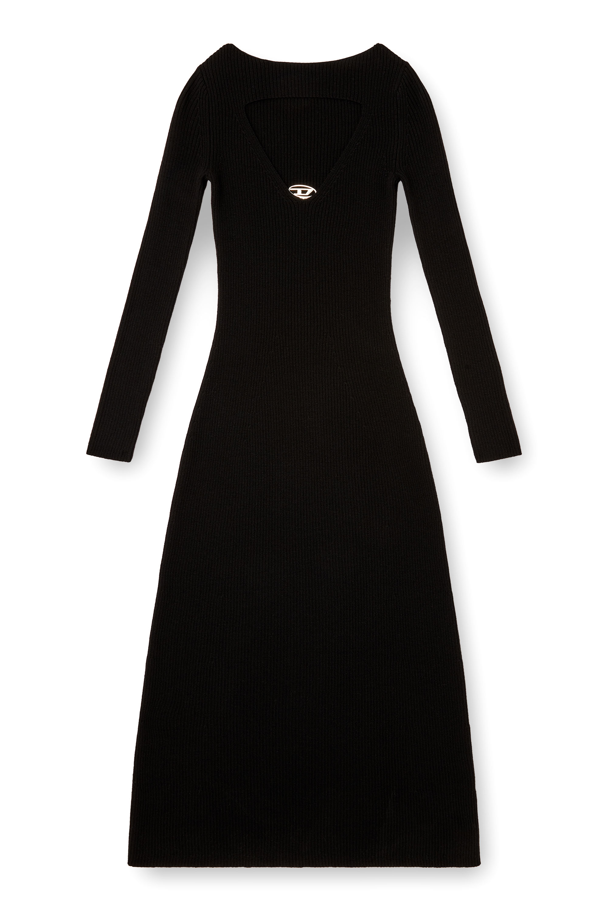 Diesel - M-OLONI, Damen Midikleid aus Wolle mit Intarsienmuster in Schwarz - 3