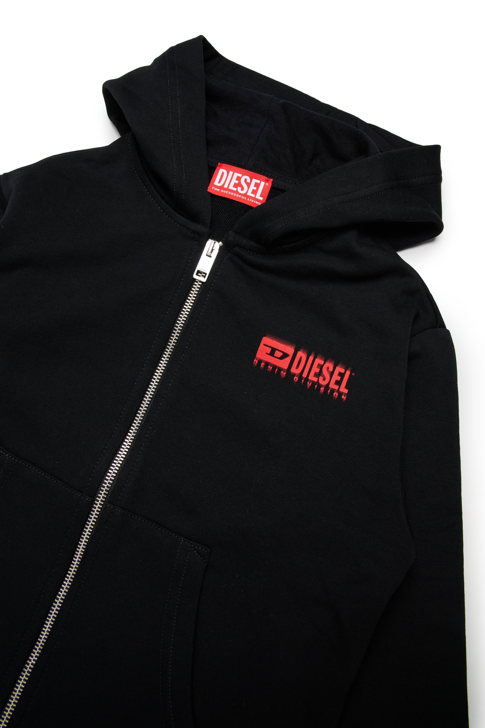 Diesel - SVOUGZIP OVER, Herren Reißverschluss-Hoodie mit verschmiertem Logo in Schwarz - 3