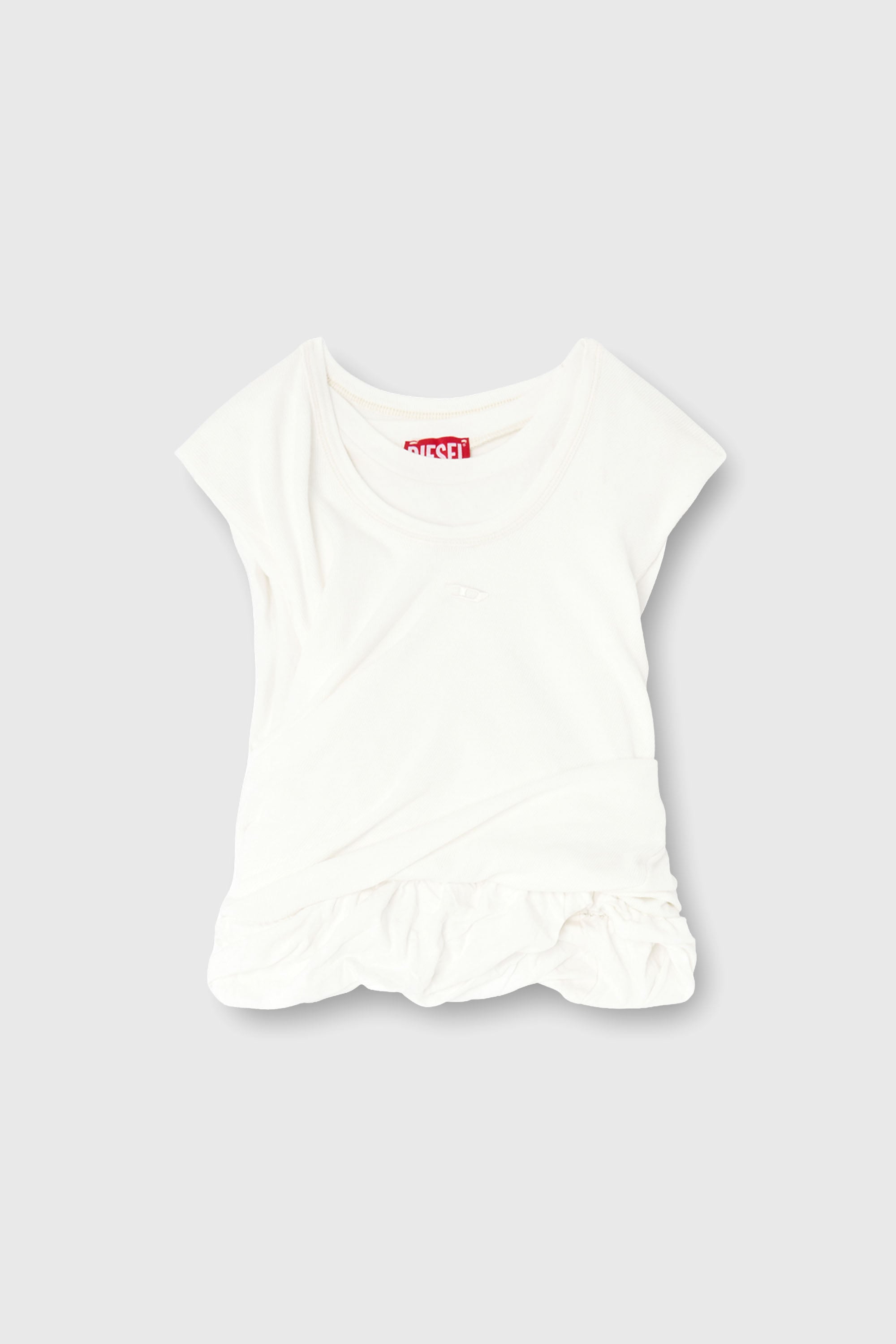 Diesel - T-WISHER-RIB-PL, Damen Tanktop aus doppellagigem Jersey mit Raffung in Wei&szlig; - 2