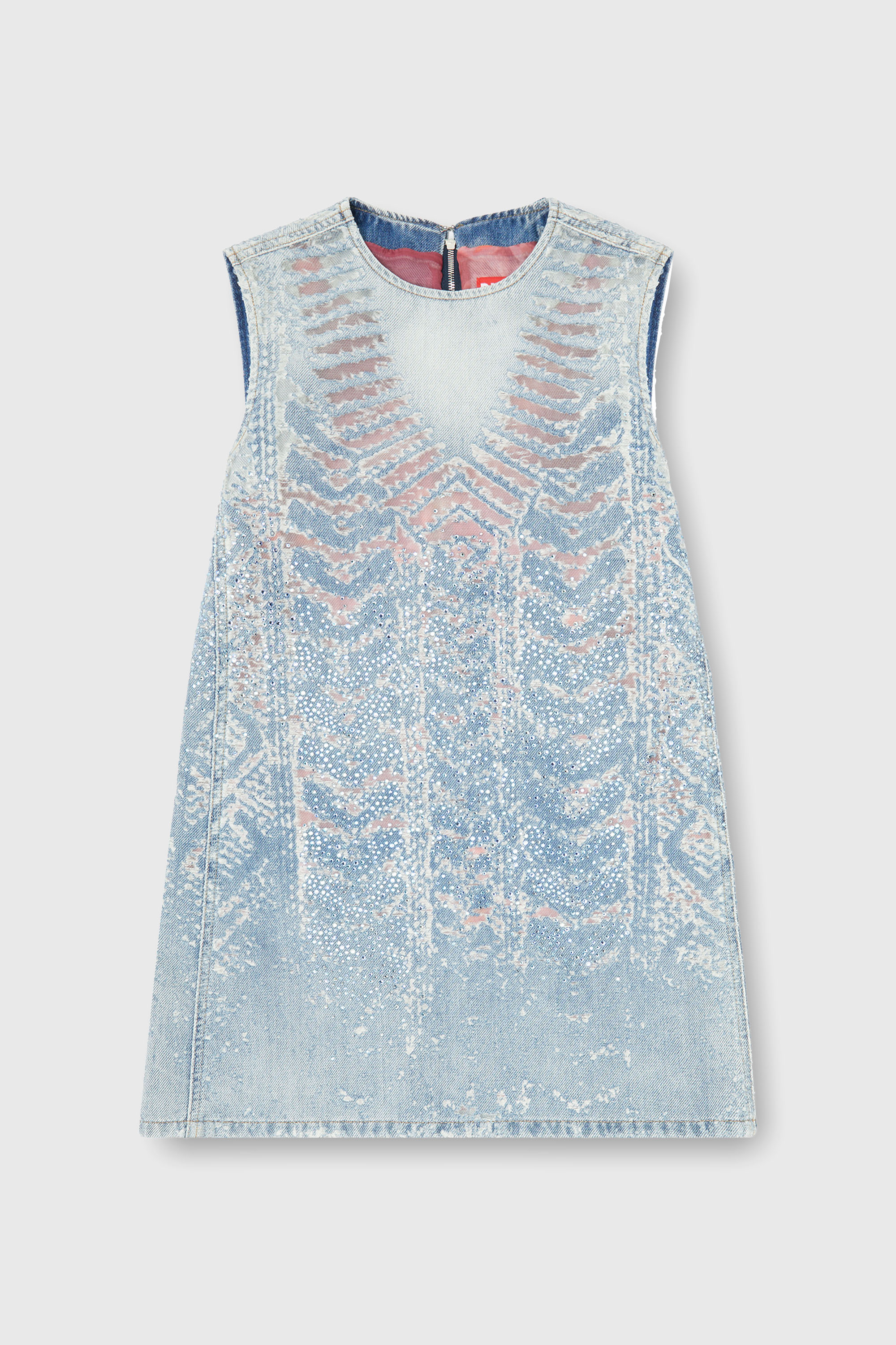 Diesel - DE-MYRELA-S, Damen Minikleid aus microstone devor&eacute; denim in Hellblau - 1