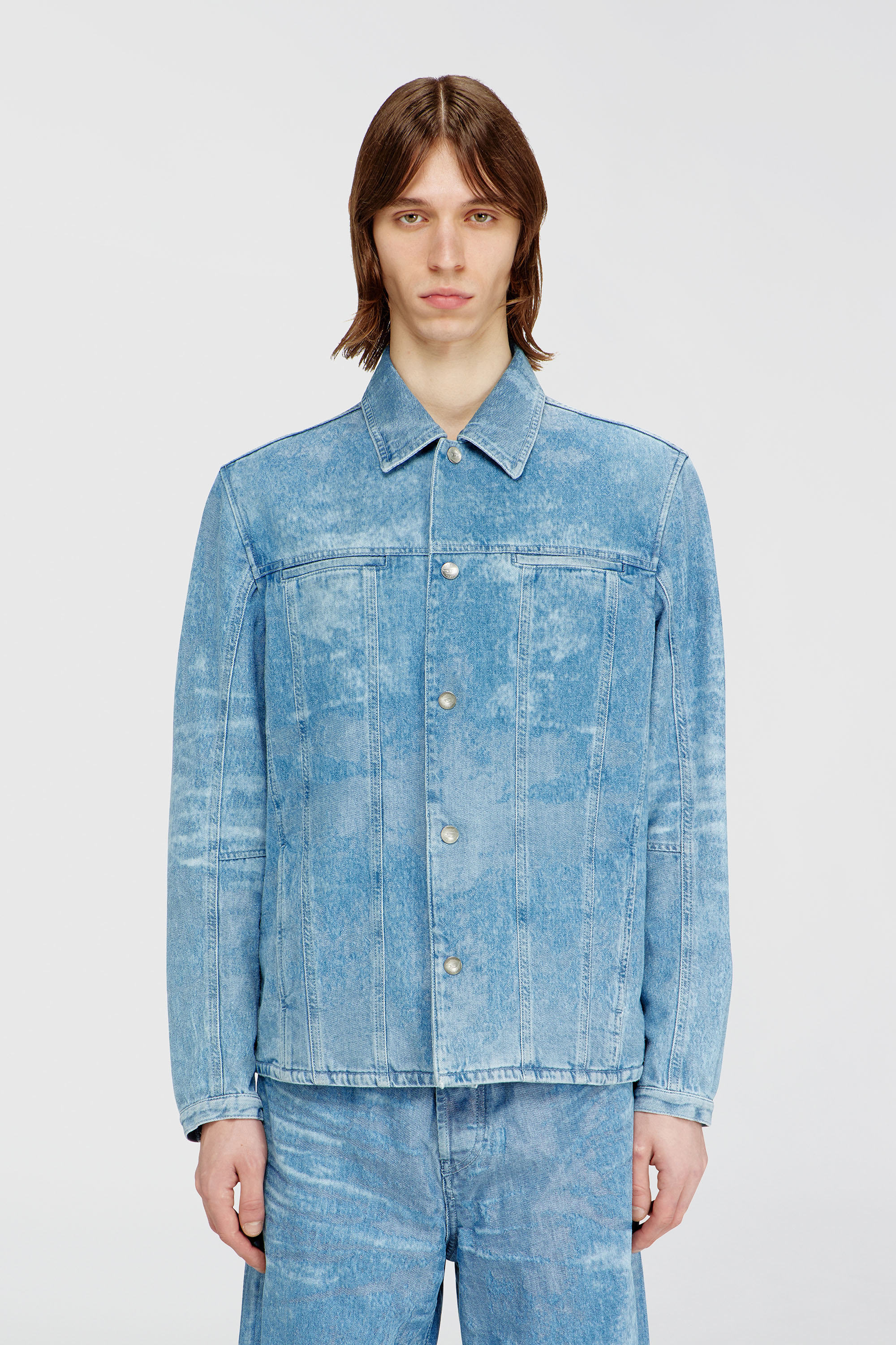 Diesel - D-SERON-FSI, Herren Jacke aus Satin-Denim in Hellblau - 3