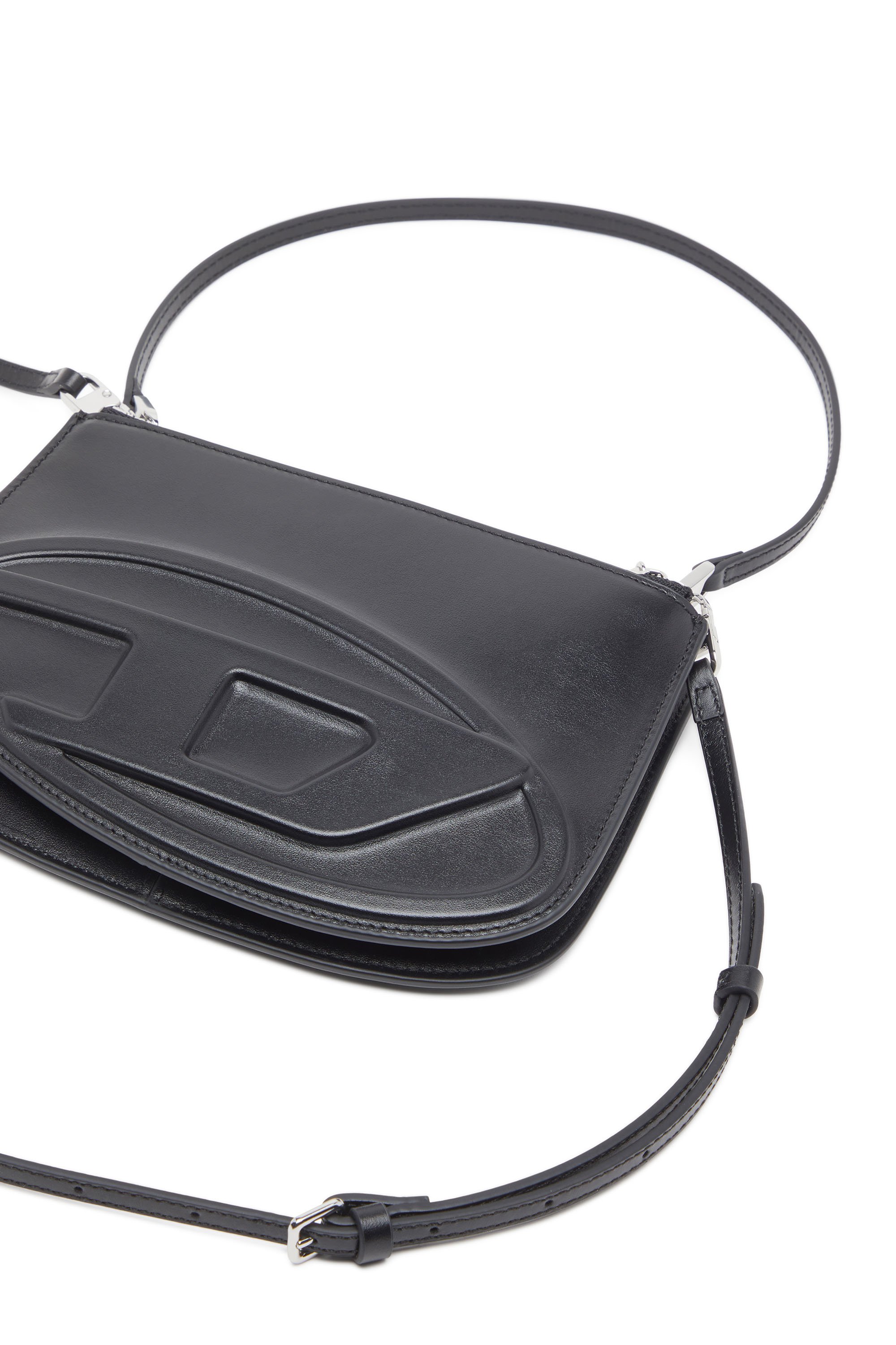 Diesel - 1DR TWIN, Damen Schultertasche mit Doppelbeutel aus bedrucktem Leder in Schwarz - 5