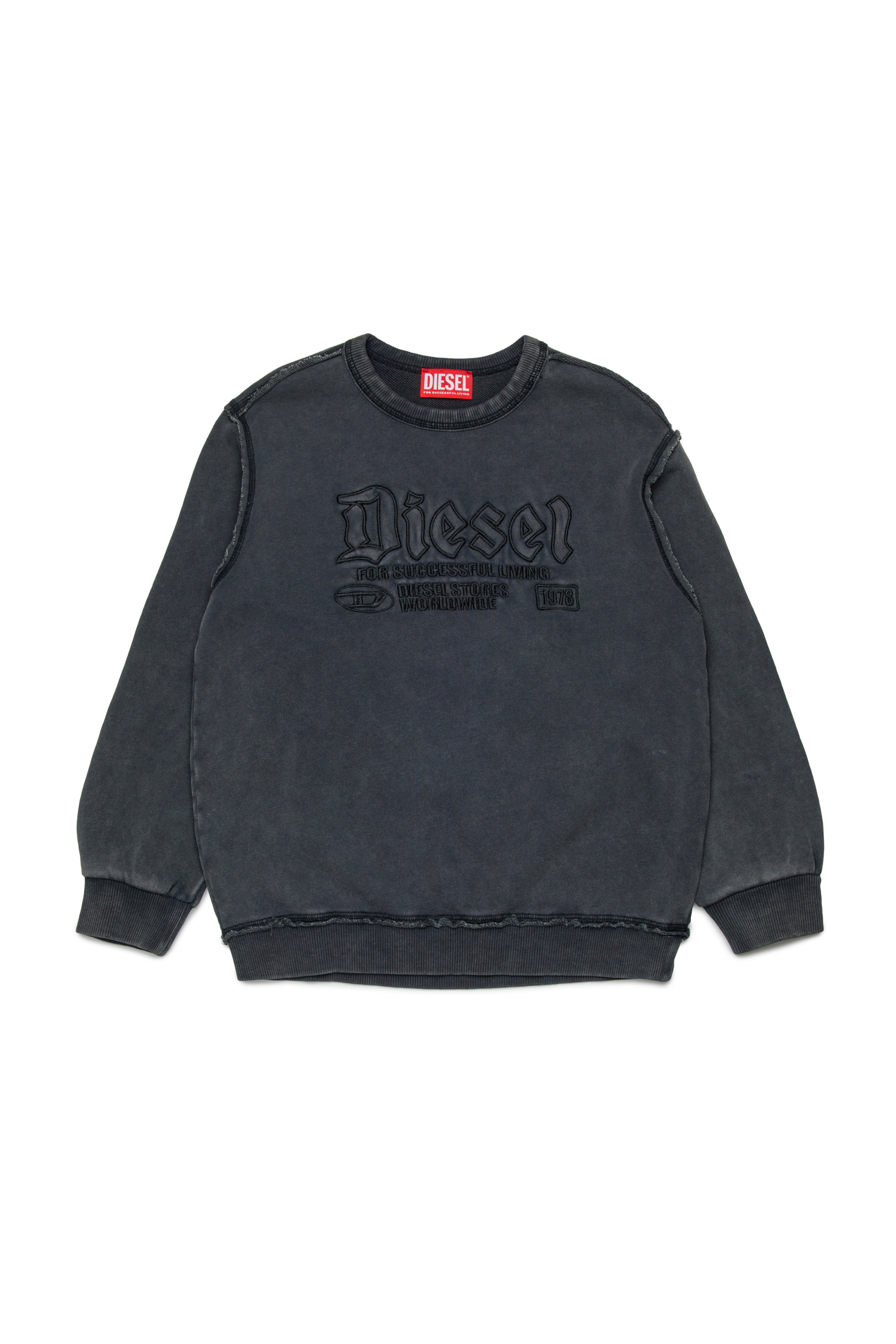 Diesel - SBOXTRAW OVER, Herren Baumwoll-Sweatshirt mit erhabenem Logo. in Schwarz - 1