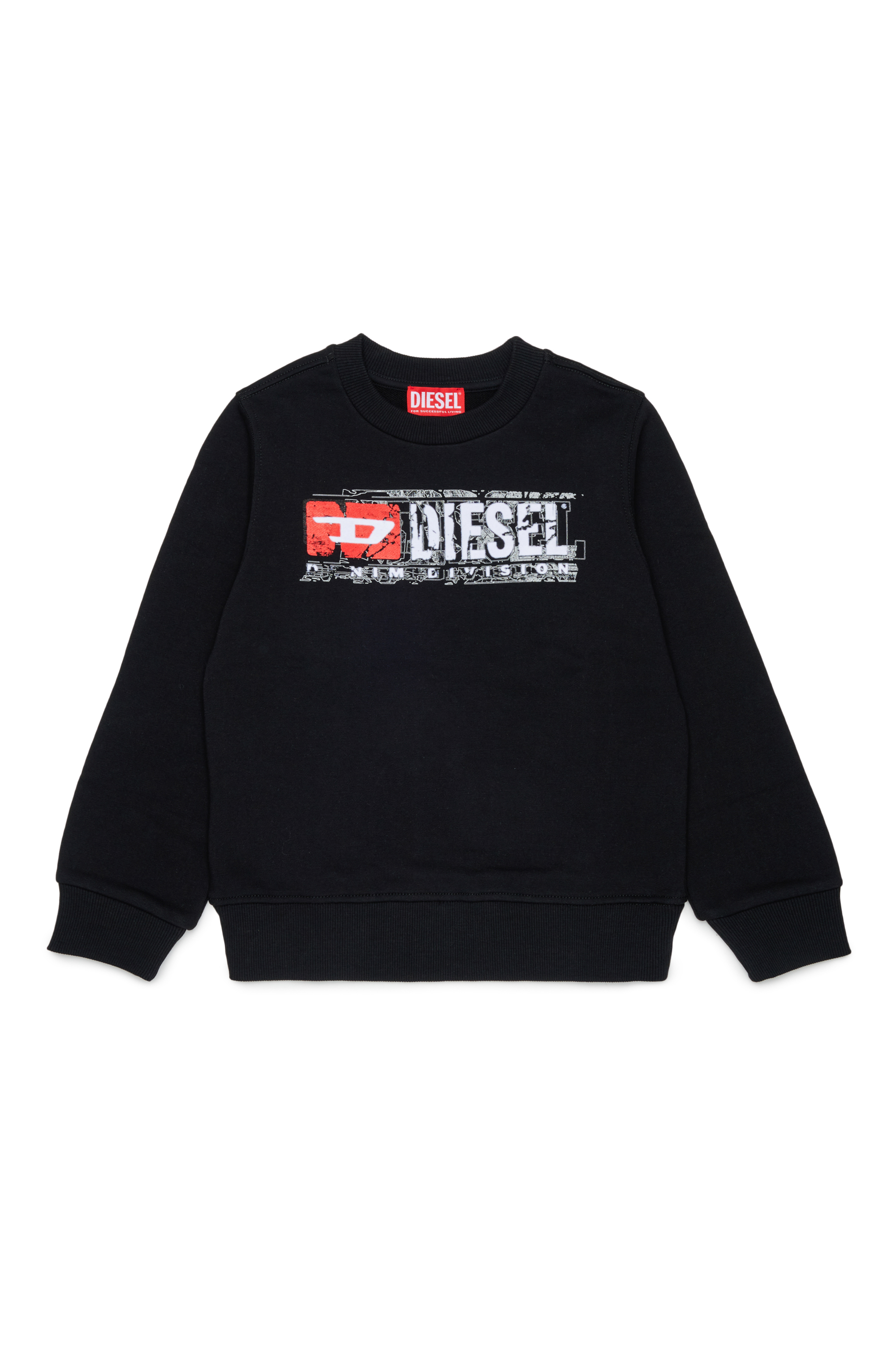 Diesel - SLOMIX, Herren Sweatshirt mit logo im distressed-look in Schwarz - 1