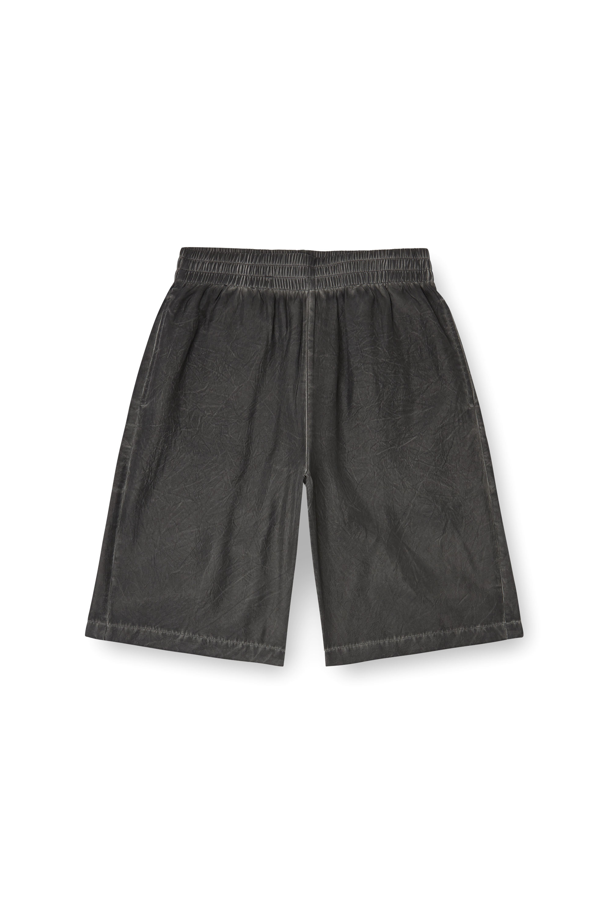 Diesel - P-LEON-SHORT, Unisex's Lightweight shorts with crinkled fade in Black - 3