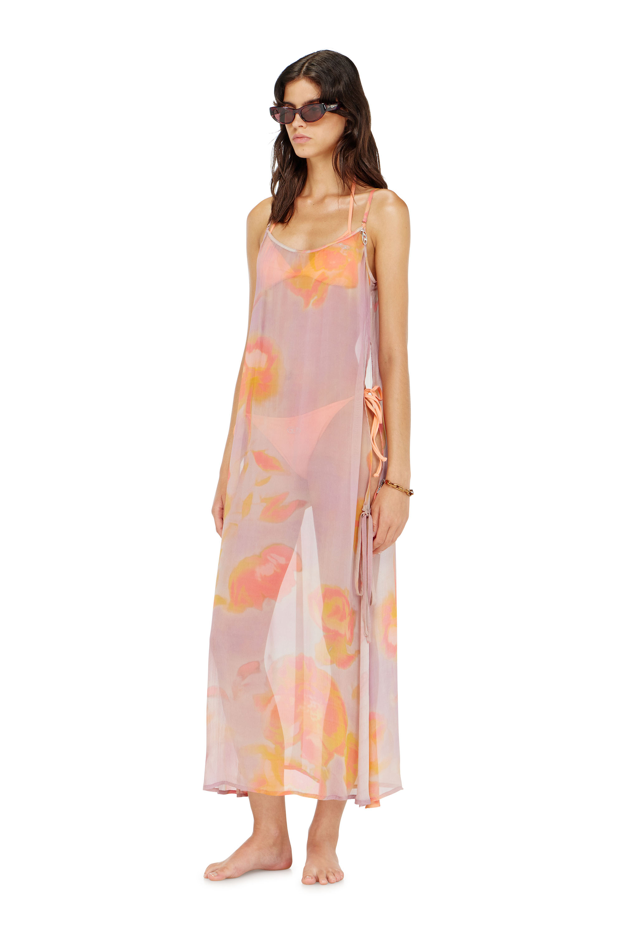 Diesel - VANYA-UTLT, Damen Strandkleid aus Chiffon mit Blumenmuster in null - 2